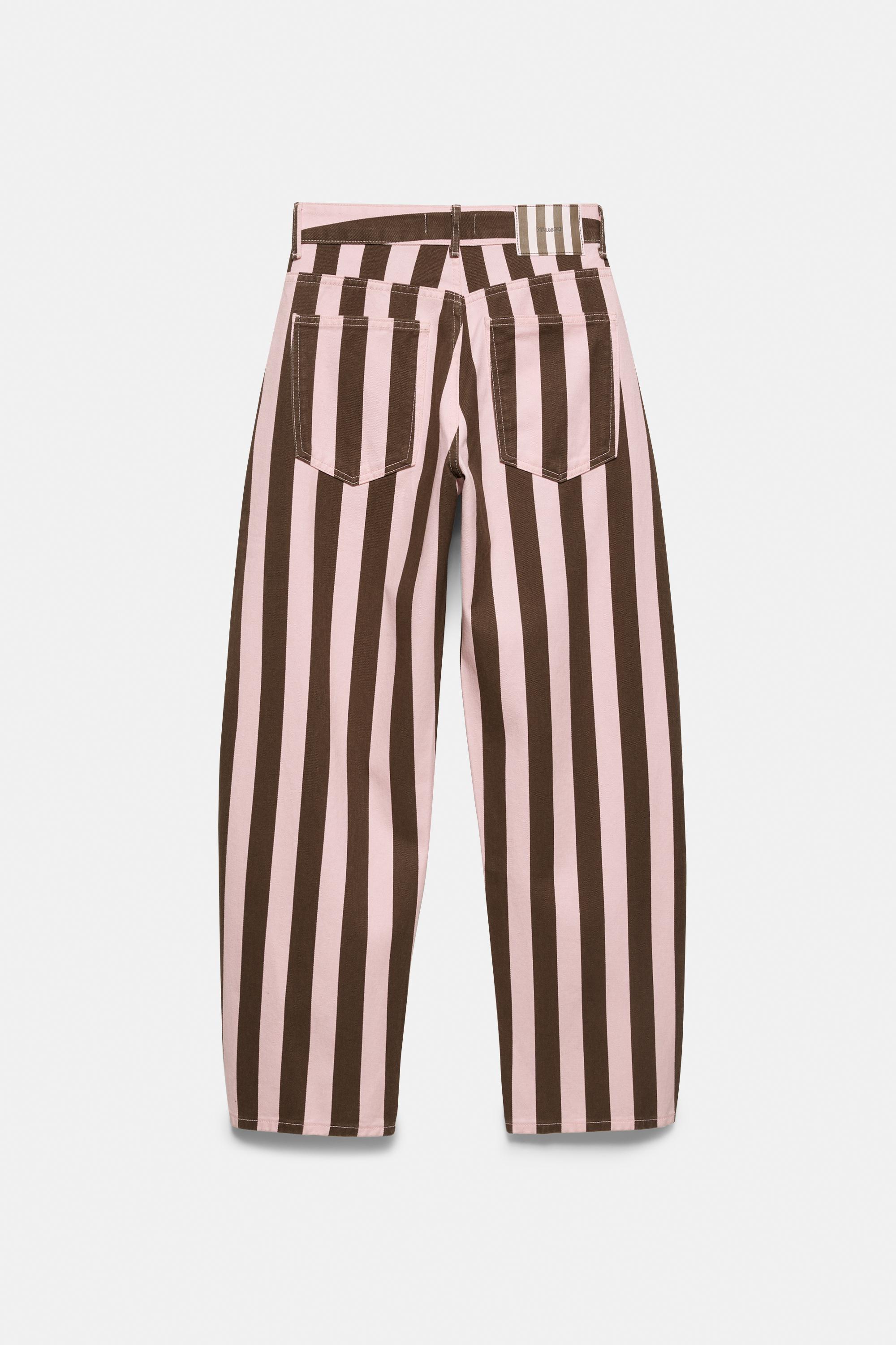 Striped barrel jeans — Rose pink