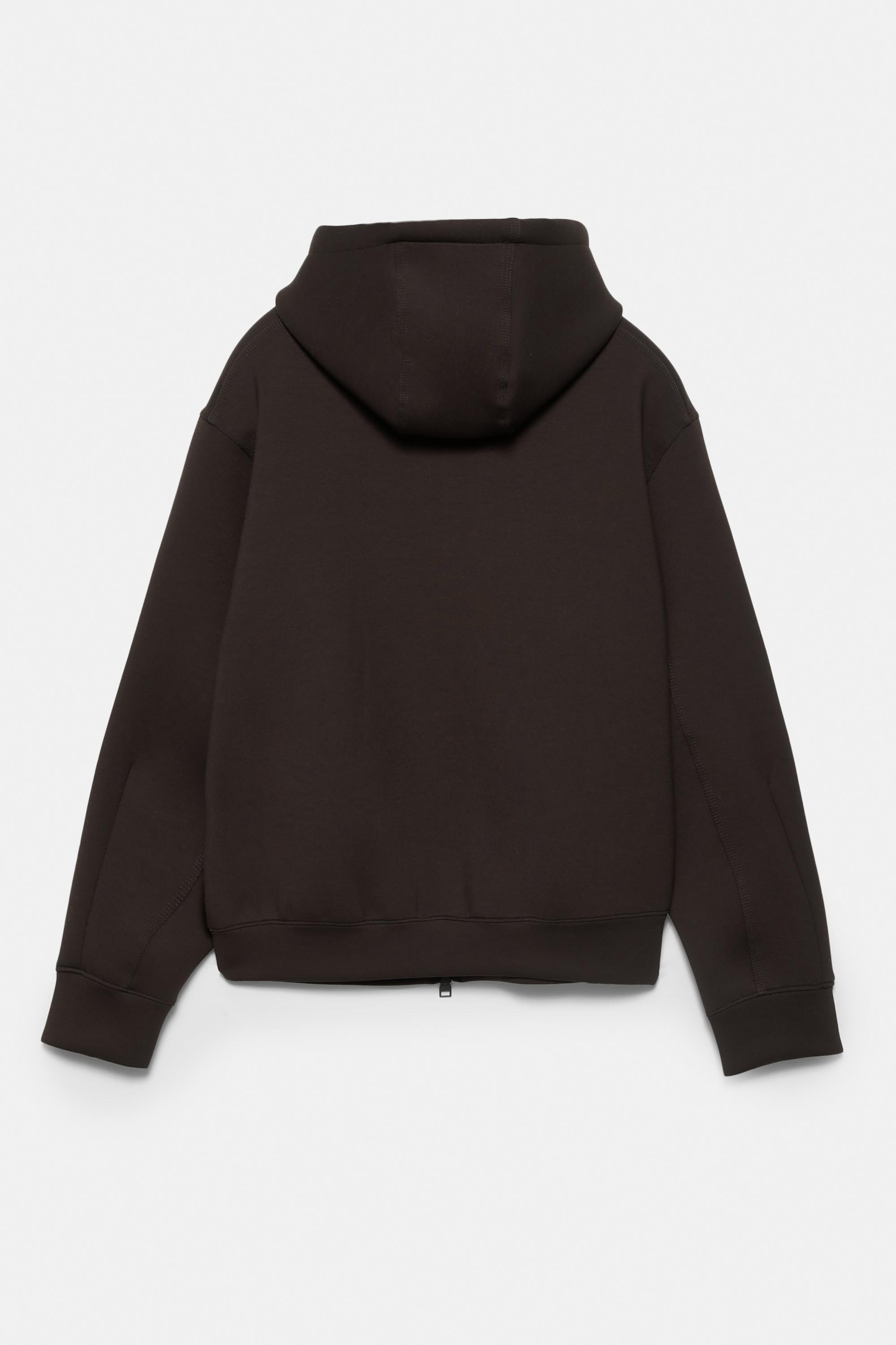 Neoprene-effect hoodie — Chocolate
