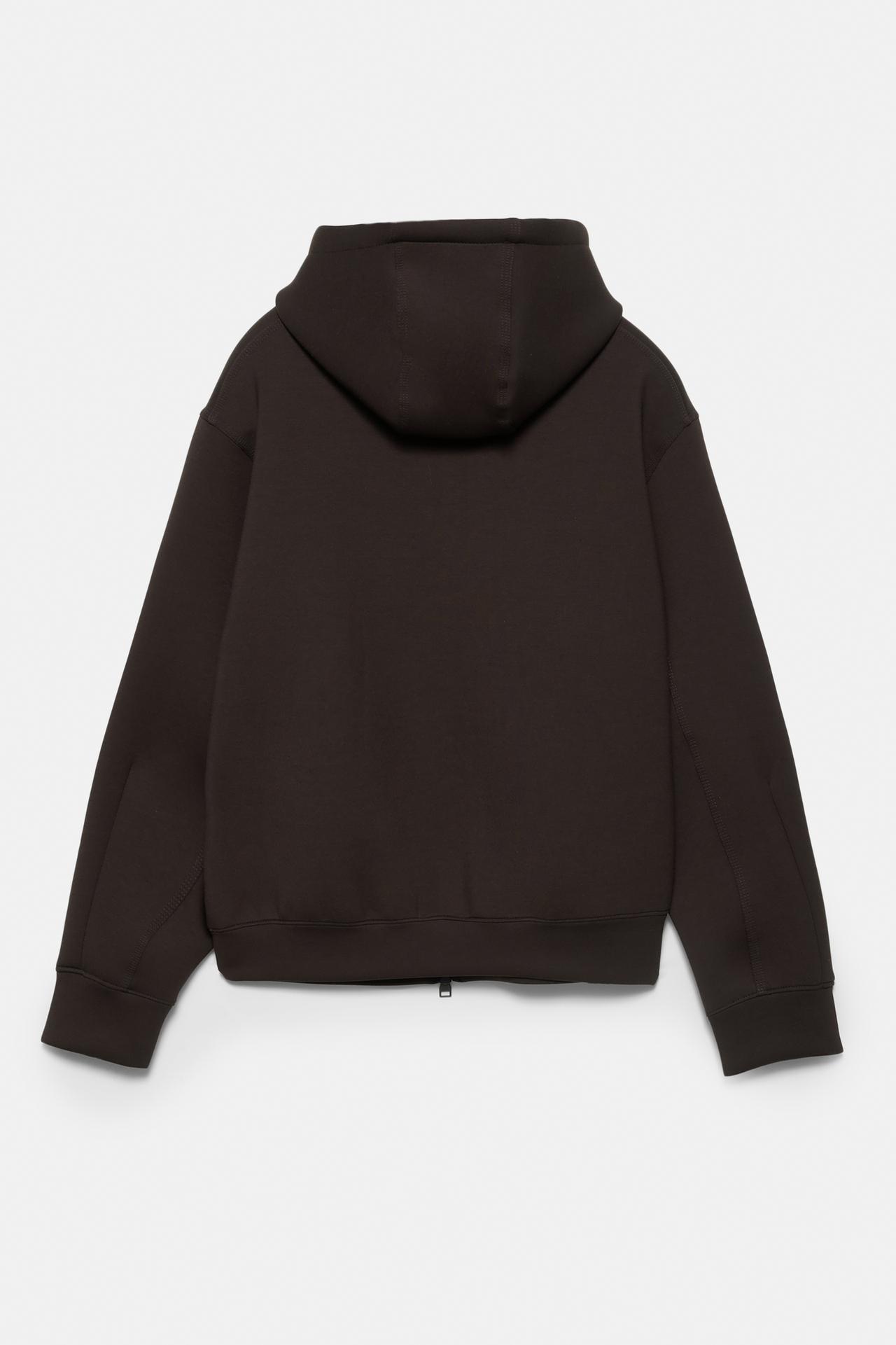 Neoprene-effect hoodie — Chocolate