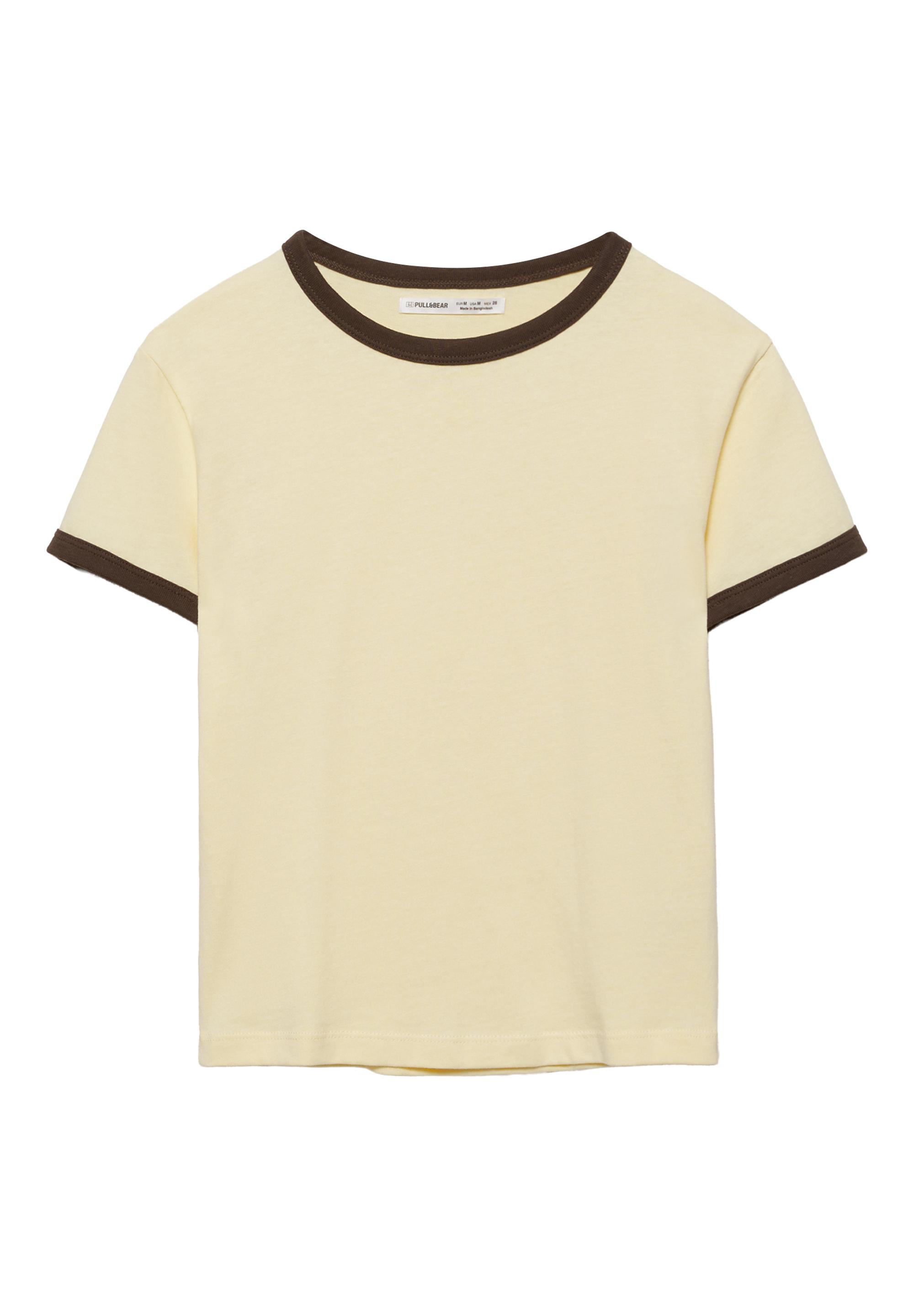 Short sleeve ribbed T-shirt — Yellow