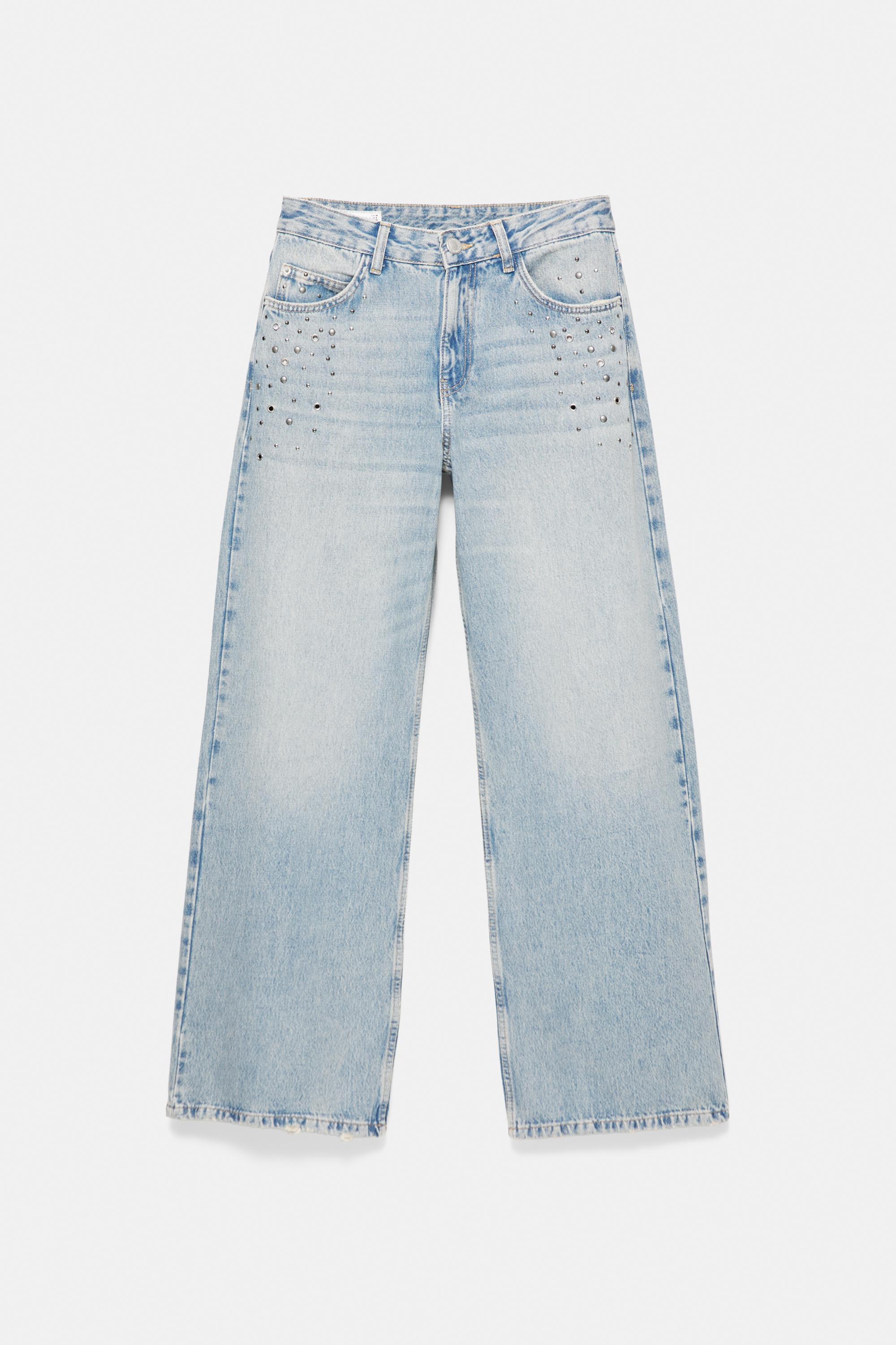 Pull&Bear Kuşgözü detaylı baggy jean görsel 3