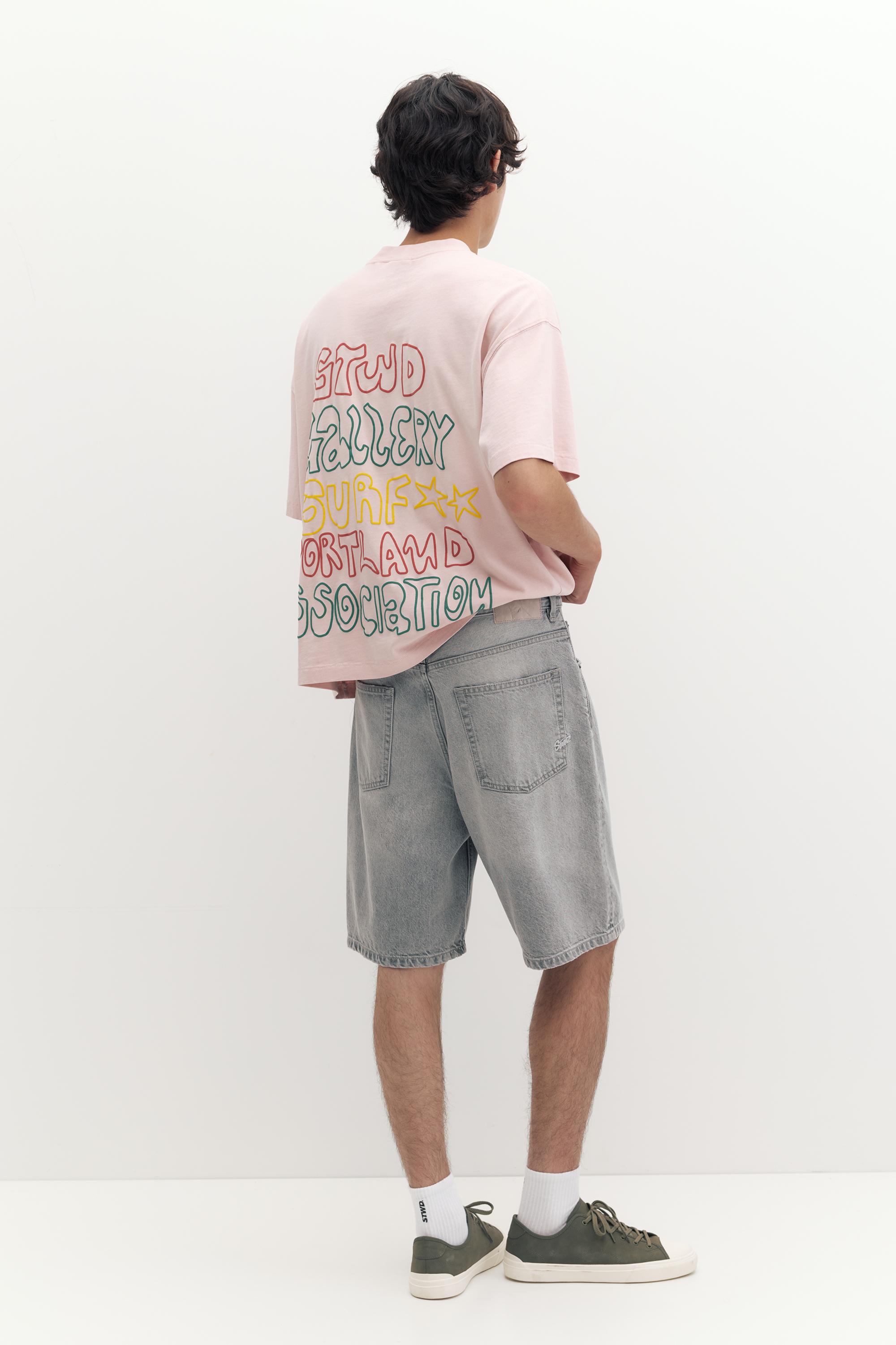 Baggy denim Bermuda shorts — Dark grey