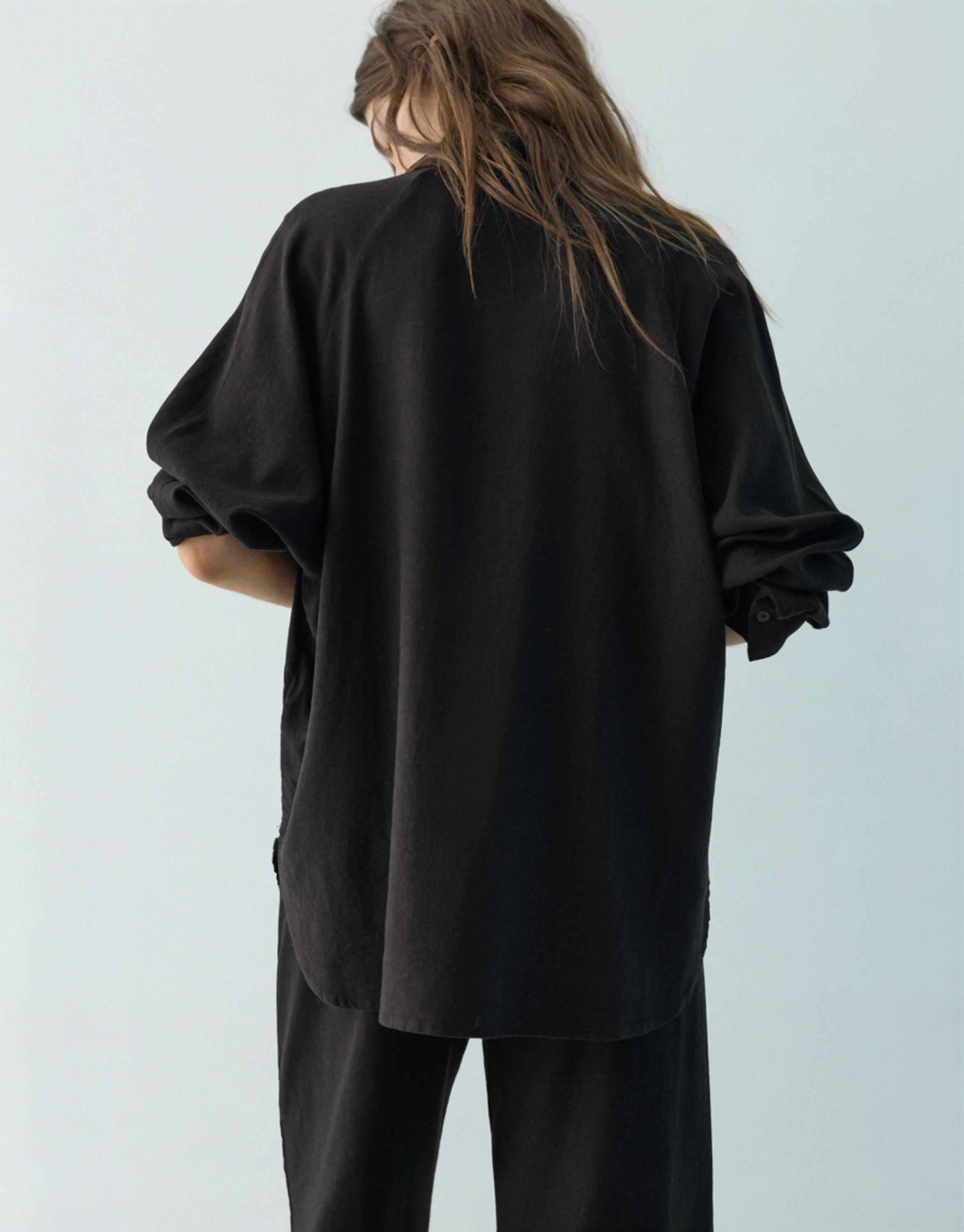 Ketenli rustik gömlek - Görsel 7