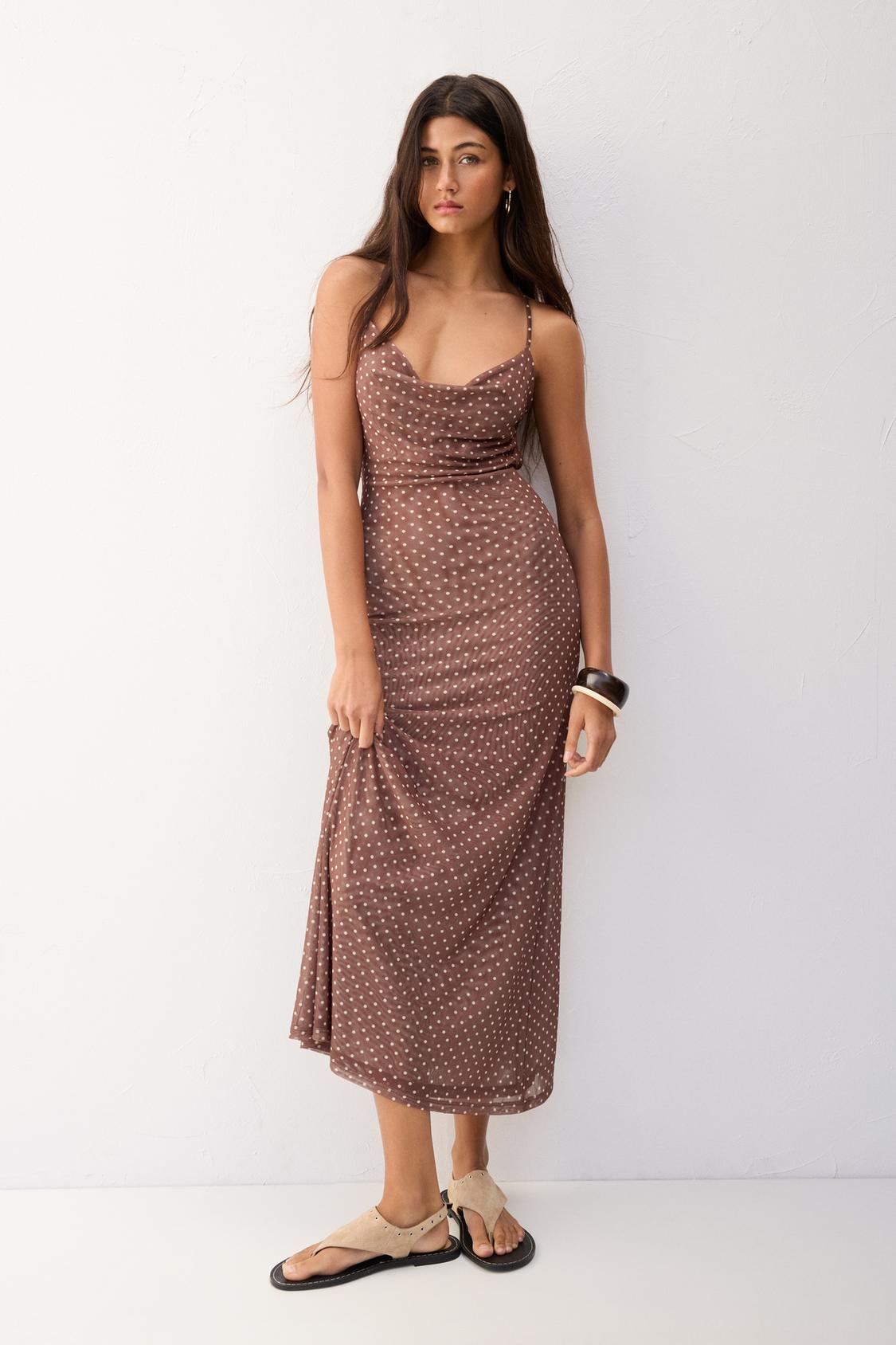 Vestiti Eleganti Pull And Bear Vestito Marrone Vestito Midi Tulle