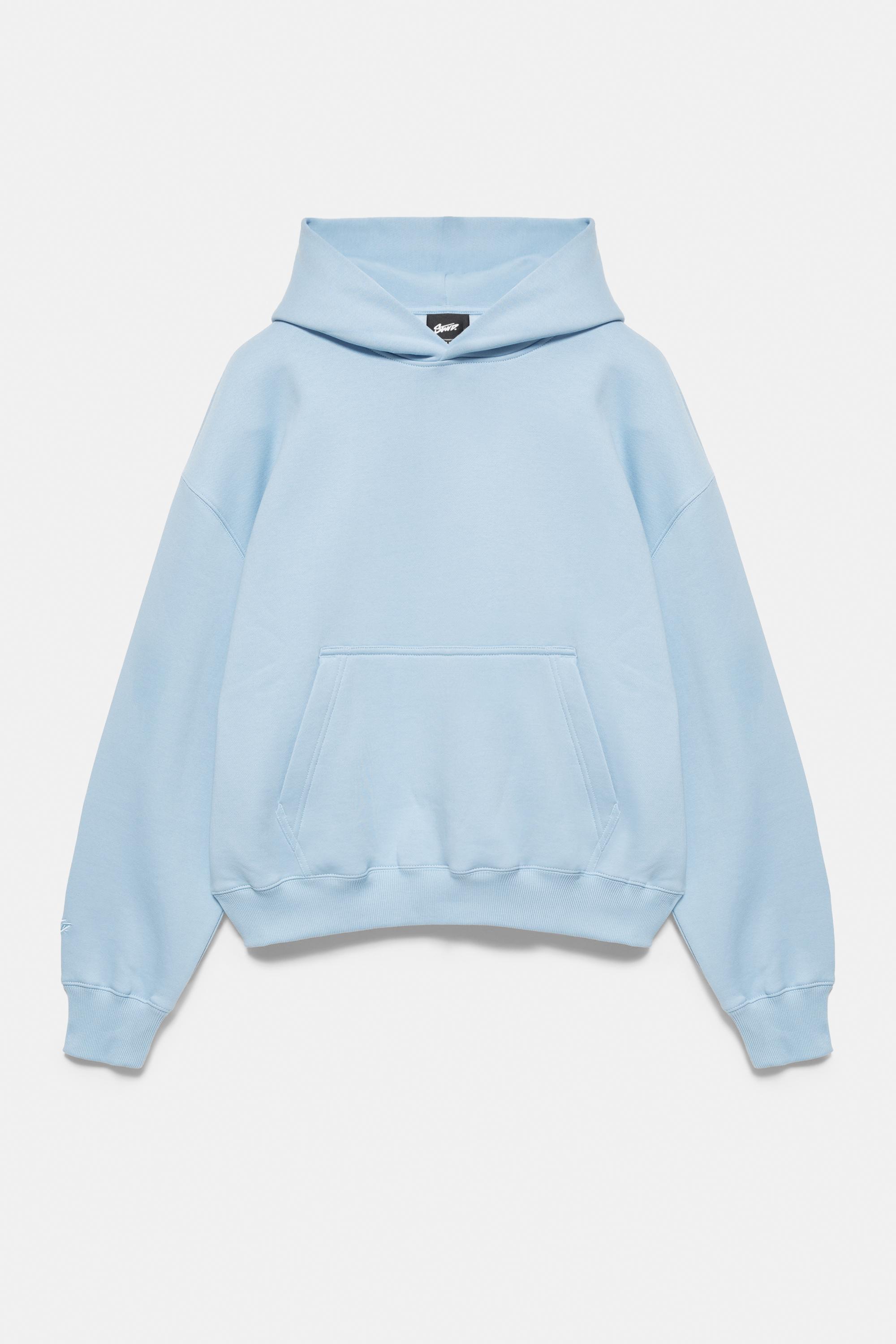 STWD boxy-fit logo hoodie — Sky blue