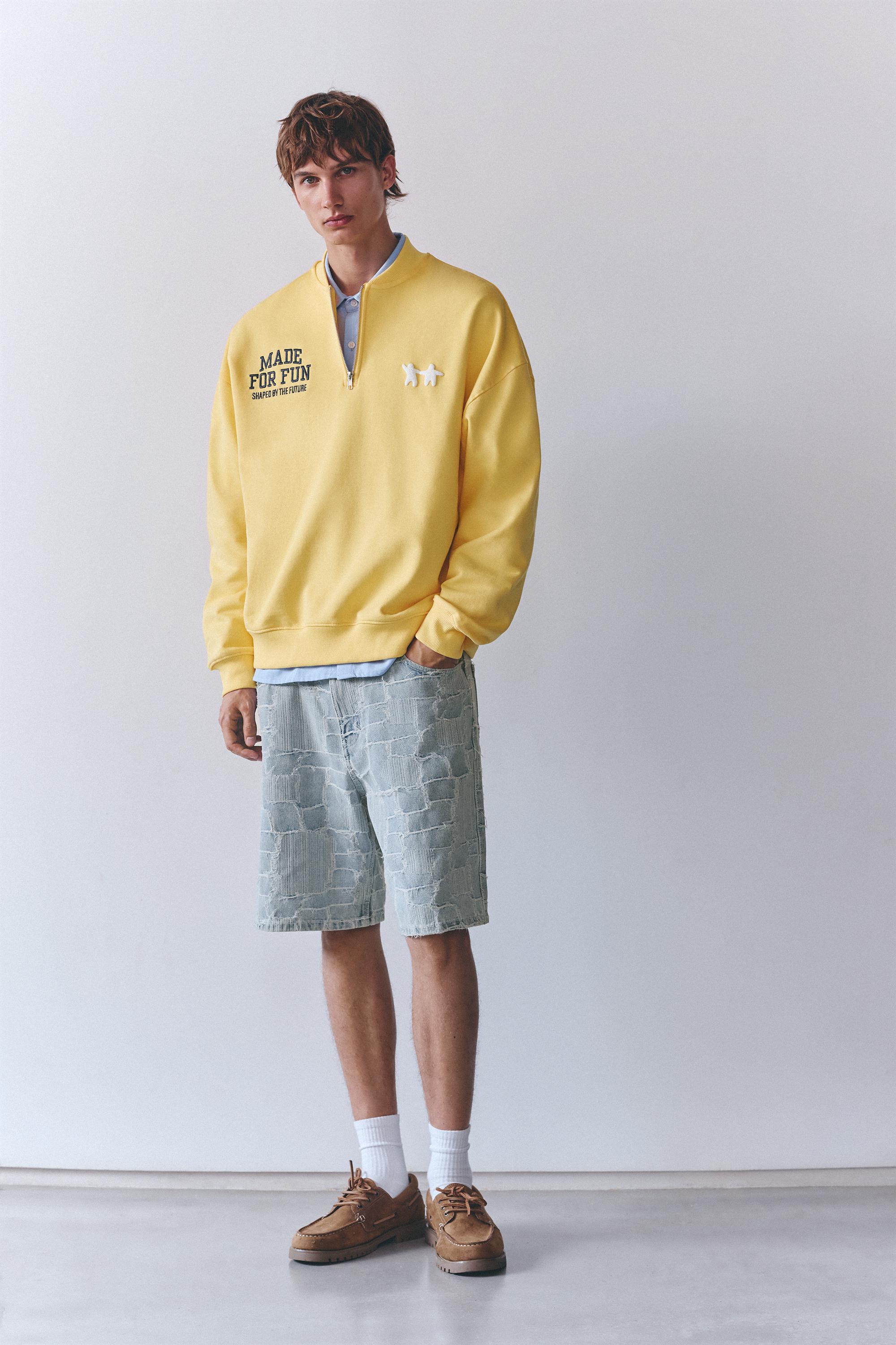 Graphic quarter-zip sweatshirt — Yellow