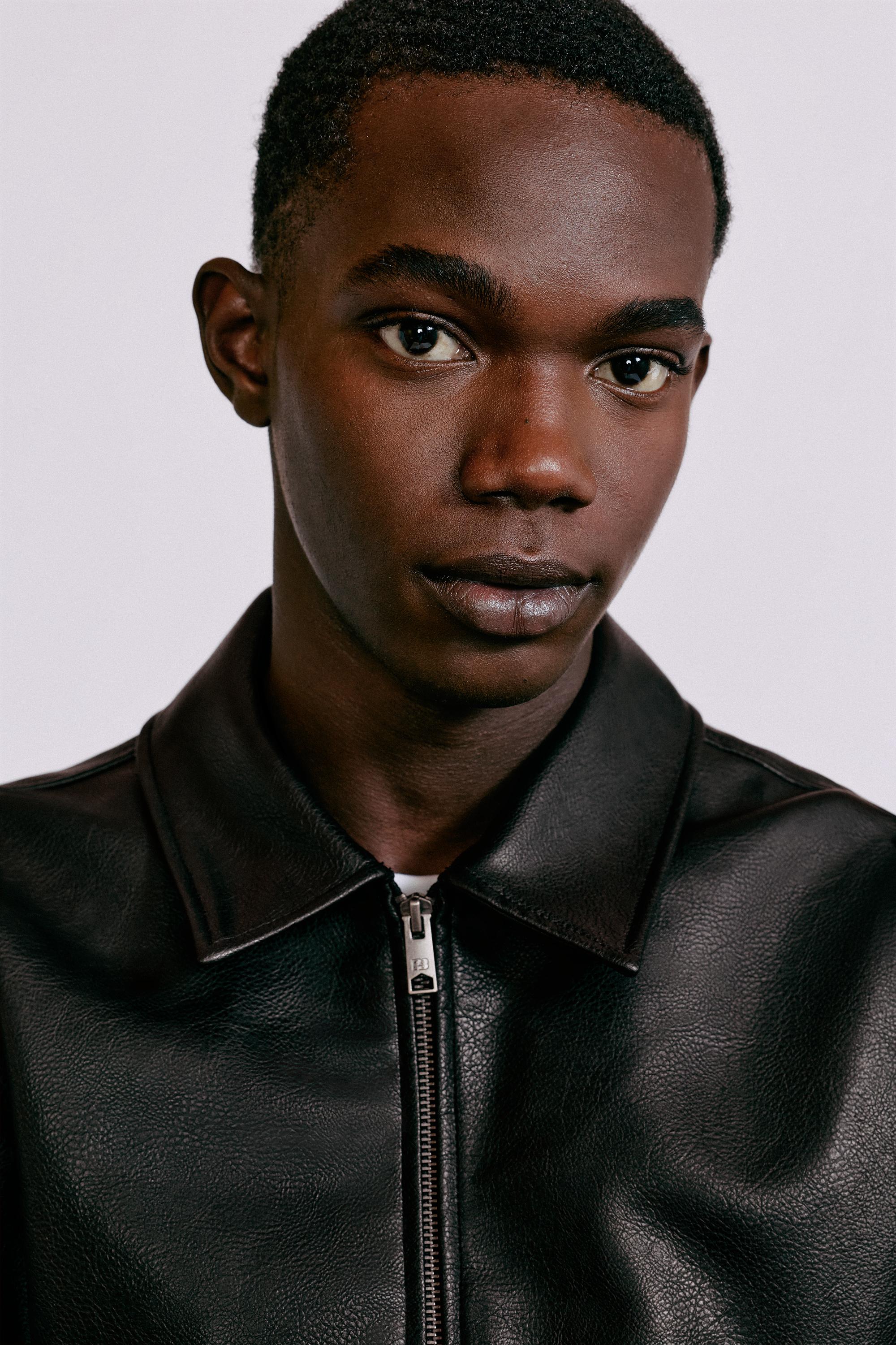 Leather-effect jacket — Black