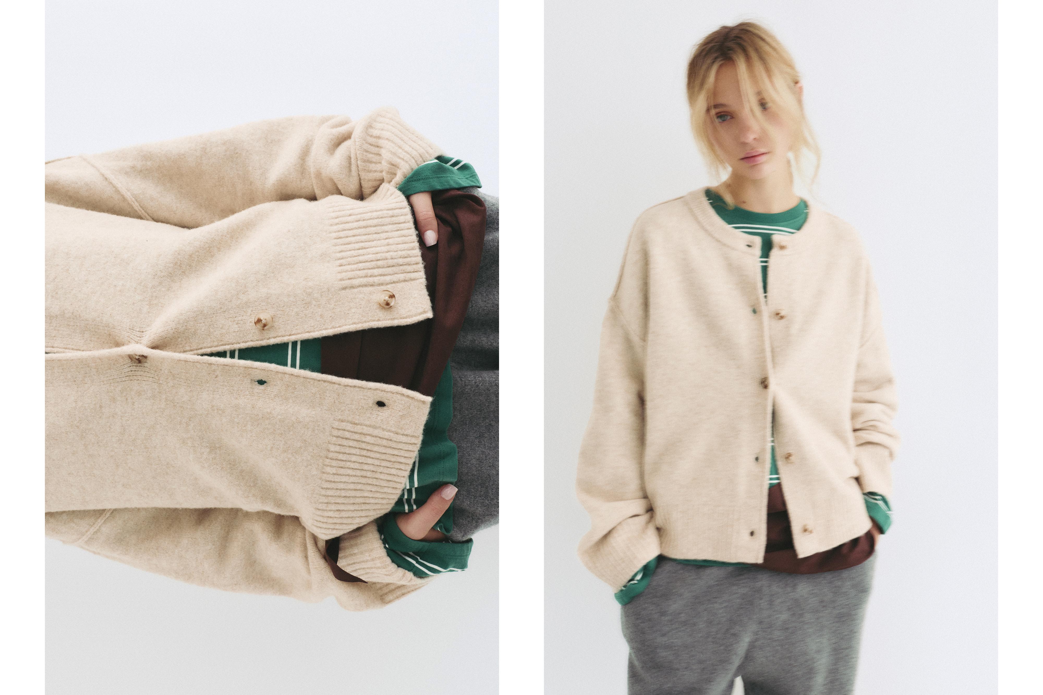 Soft knit cardigan — Sand