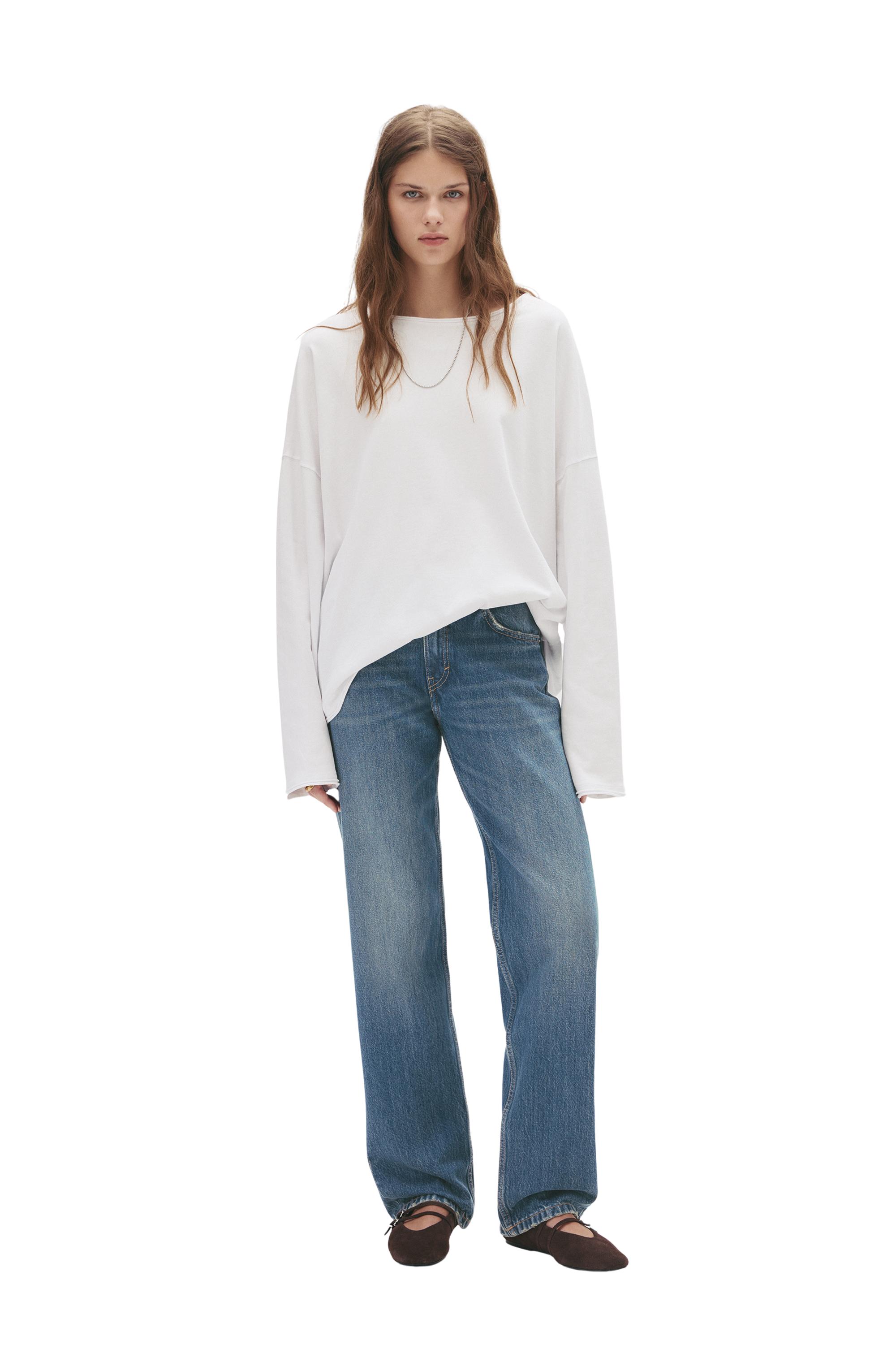 Mid-waist straight-leg jeans — Dark blue