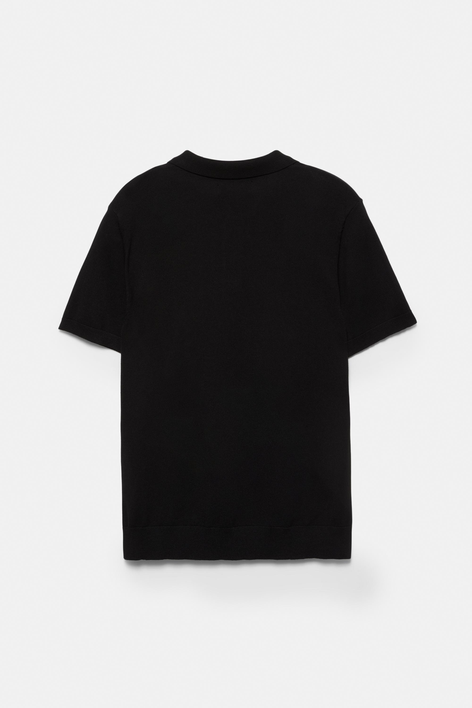 Short sleeve knit polo shirt — Black
