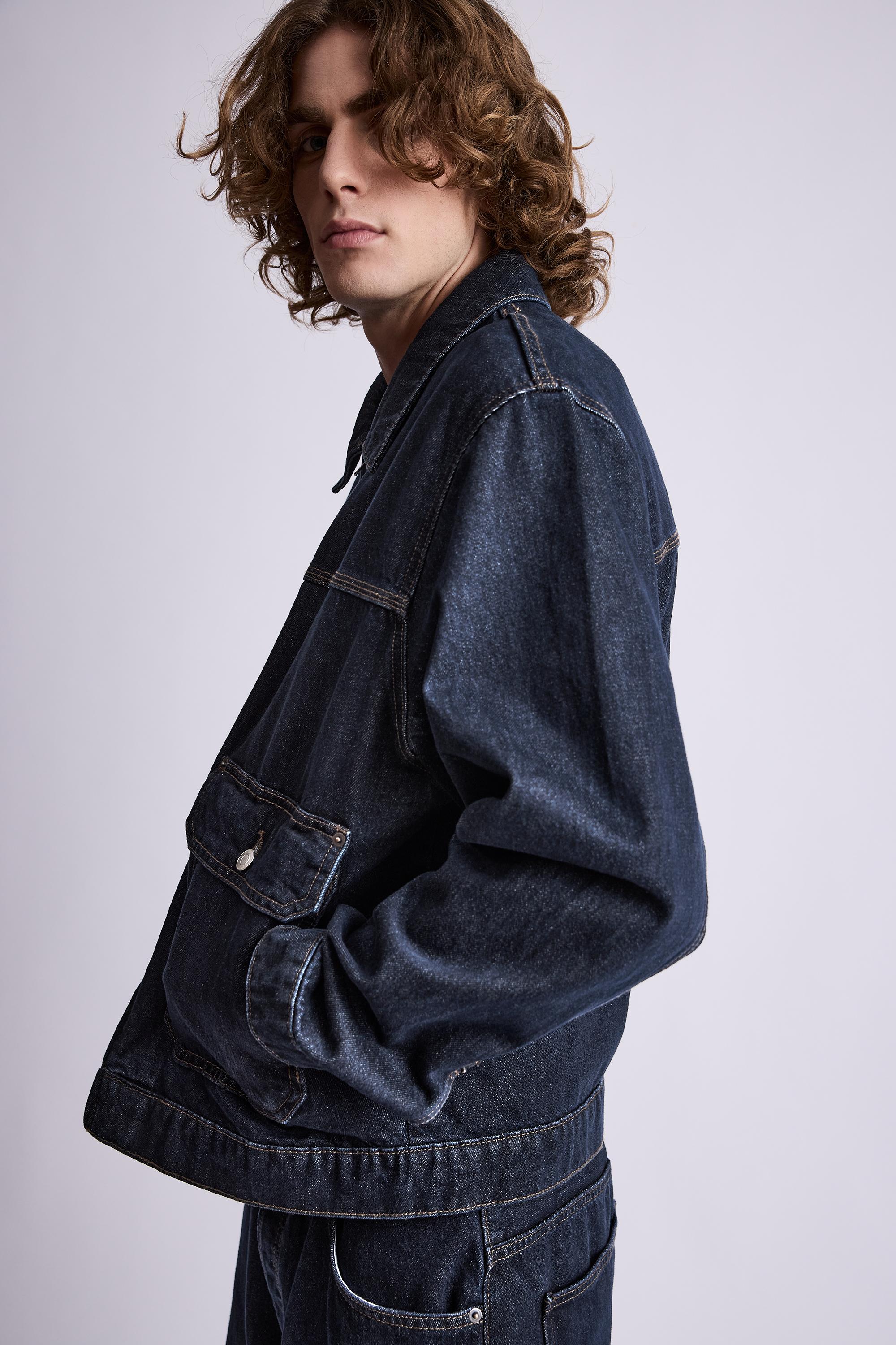 Multi-pocket denim jacket — Navy
