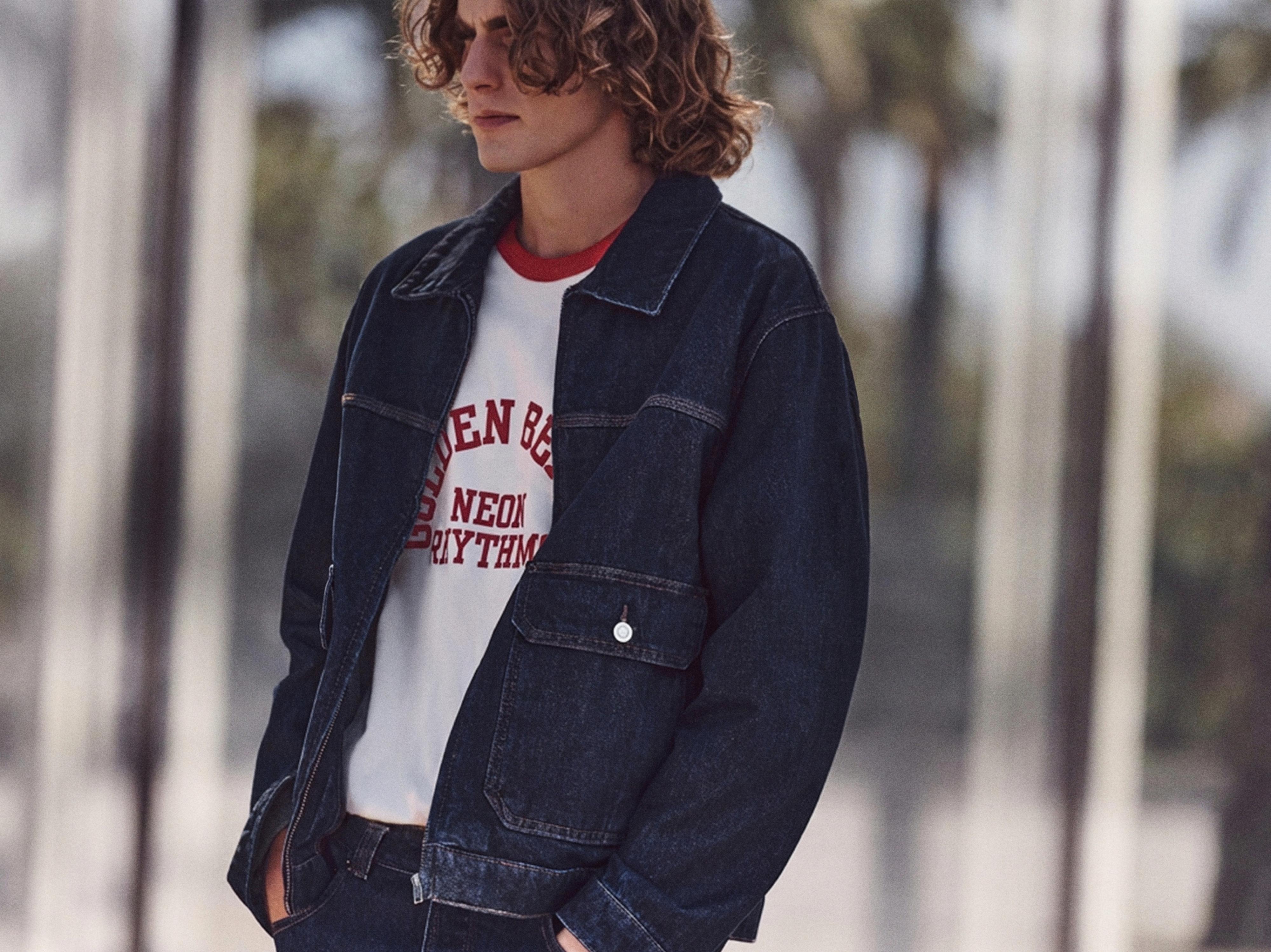 Multi-pocket denim jacket — Navy