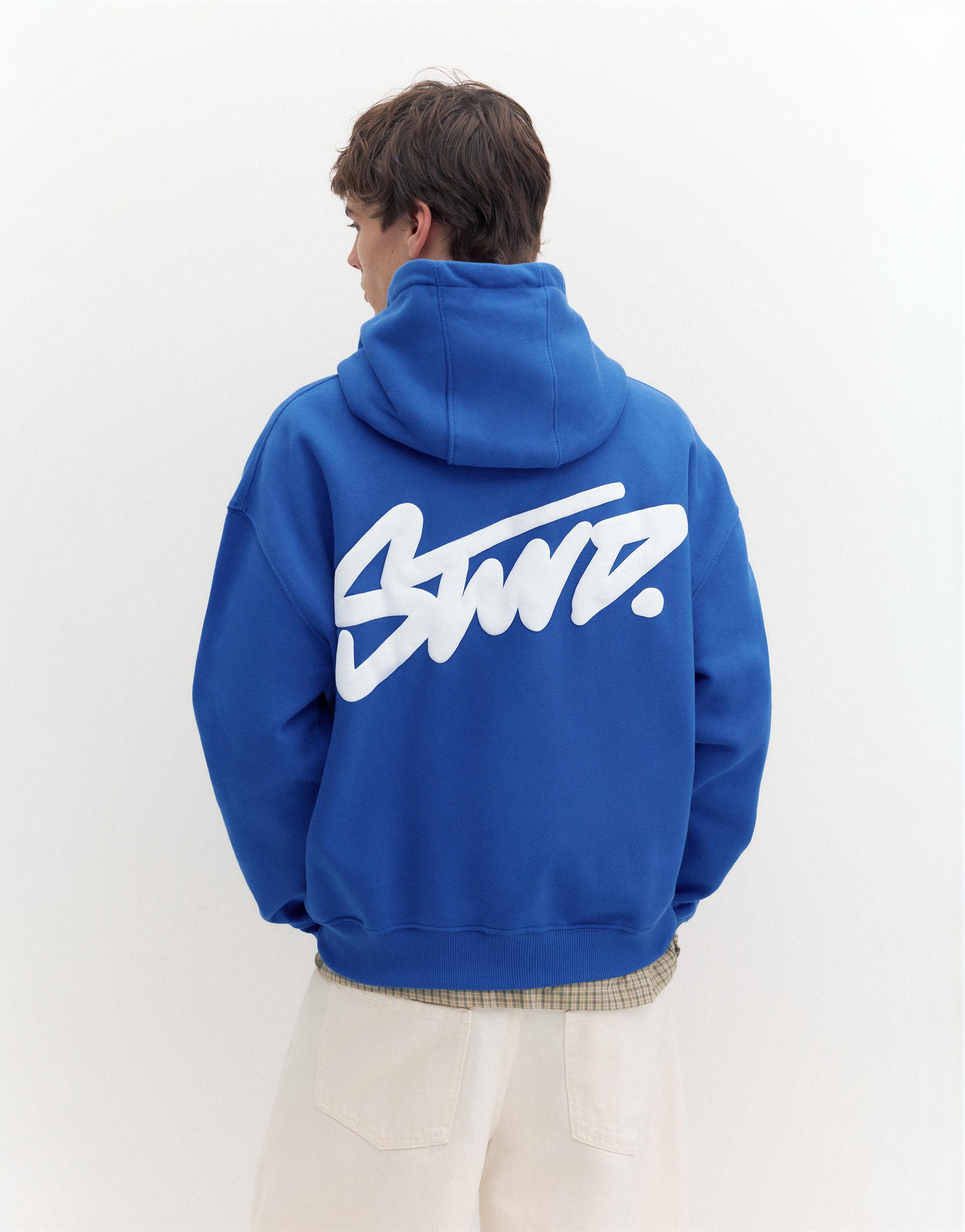 STWD logo boxy hoodie — Deep blue