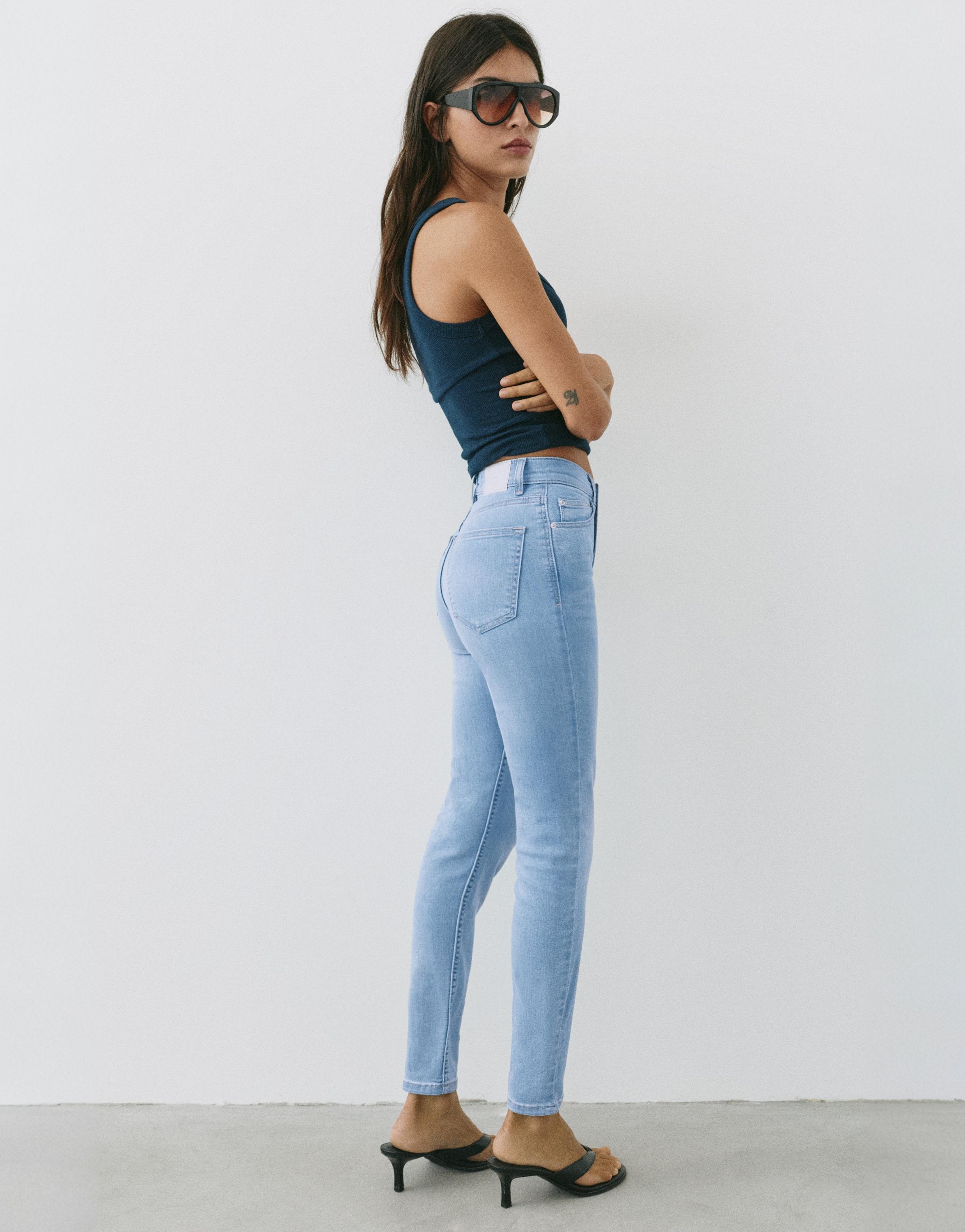 High-waist skinny jeans — Sky blue