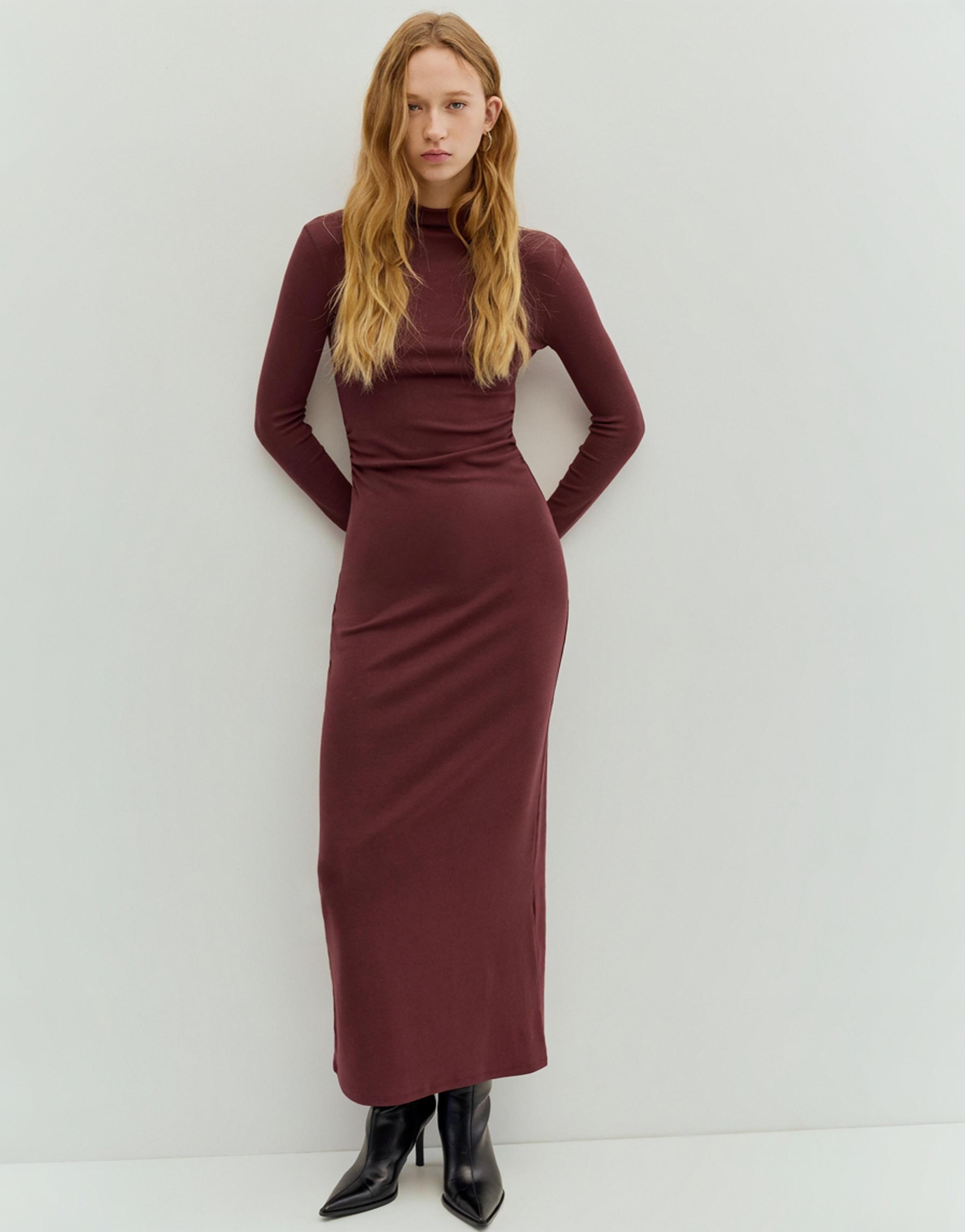 Perkins yaka midi elbise - Görsel 34