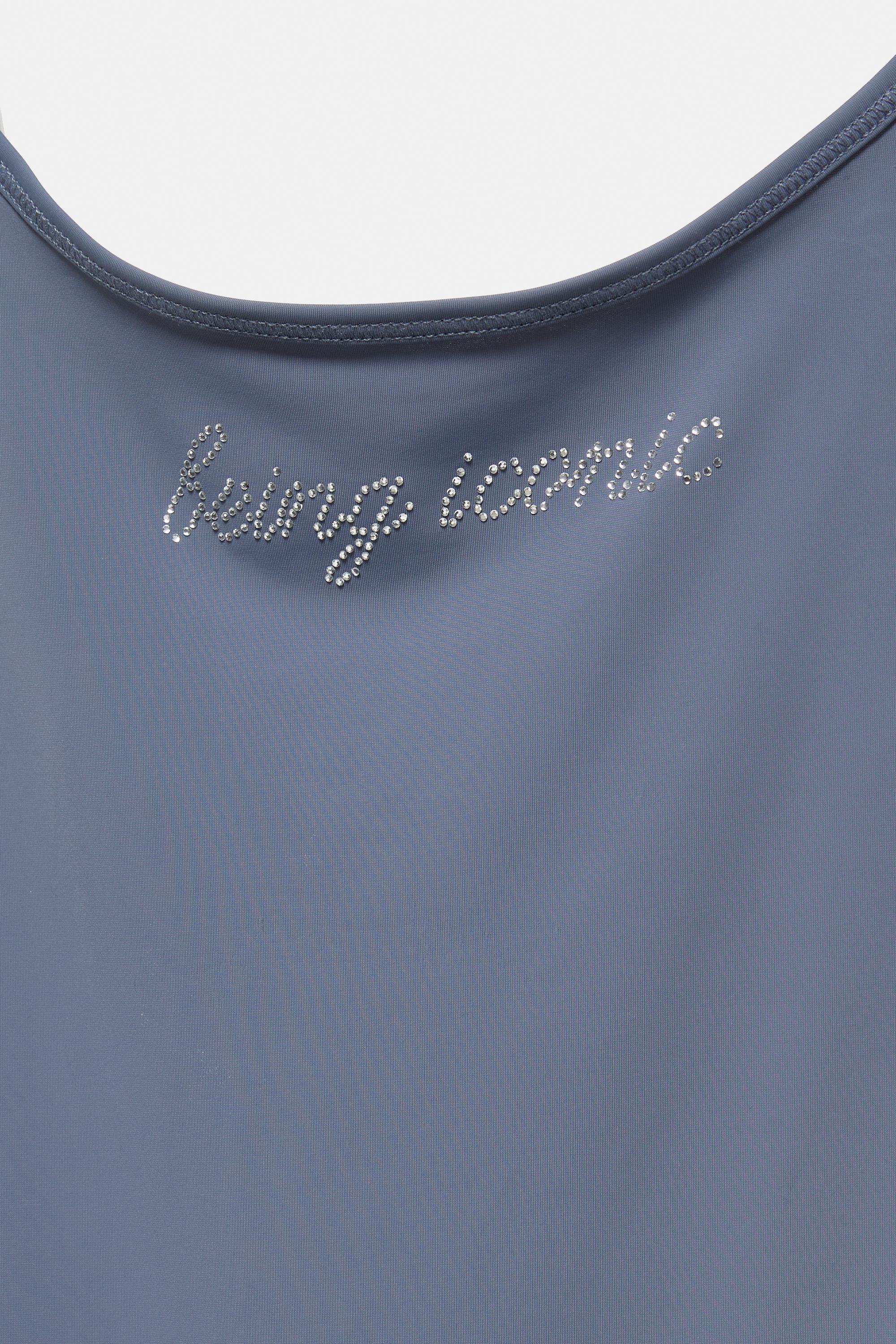 Rhinestone graphic bodysuit — Bluish grey