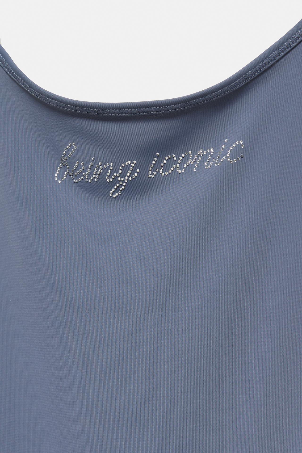 Rhinestone graphic bodysuit — Bluish grey