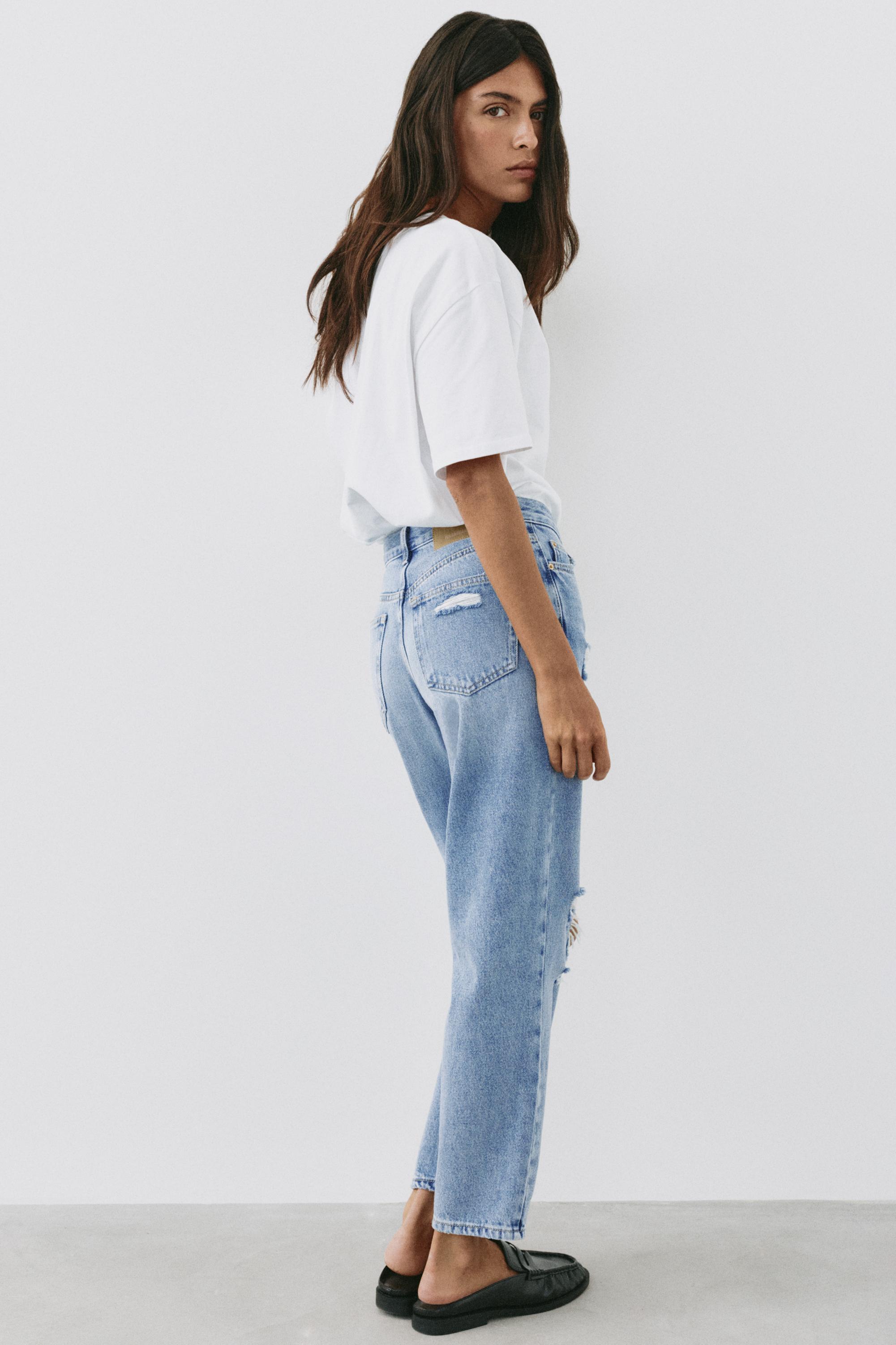 Ripped mom fit jeans — Indigo