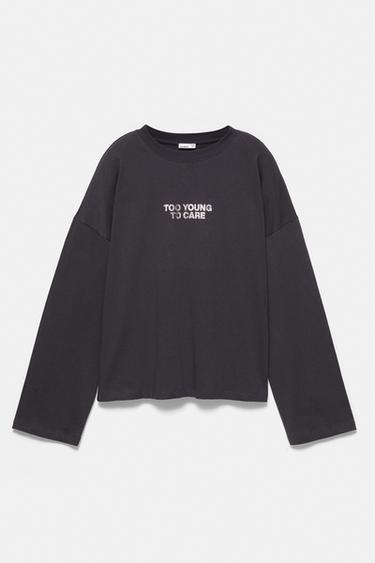 Metallic slogan T-shirt — Dark grey 5
