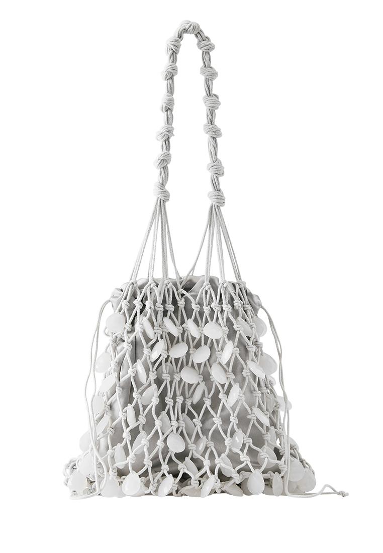 Beaded shoulder bag — Grey