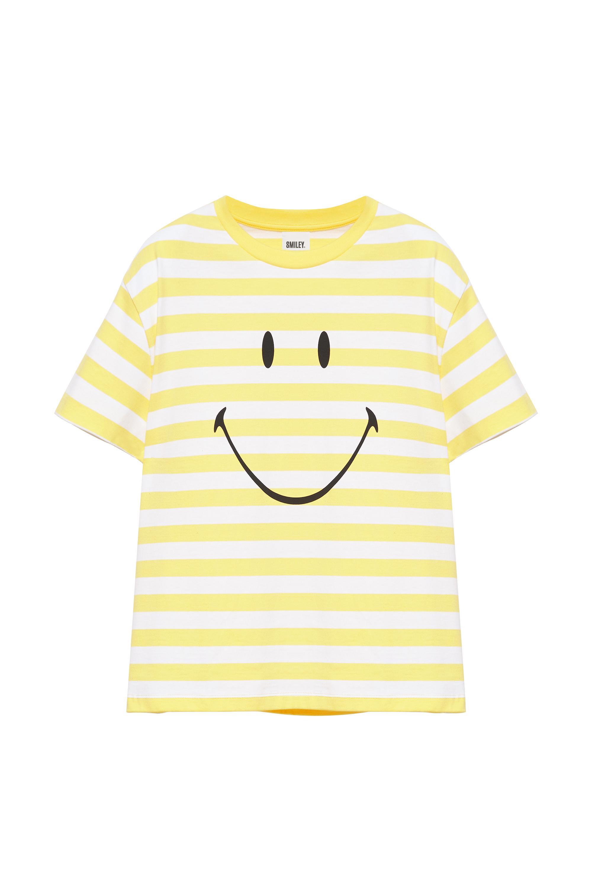 Pull&Bear Smiley çizgili tişört görsel 5