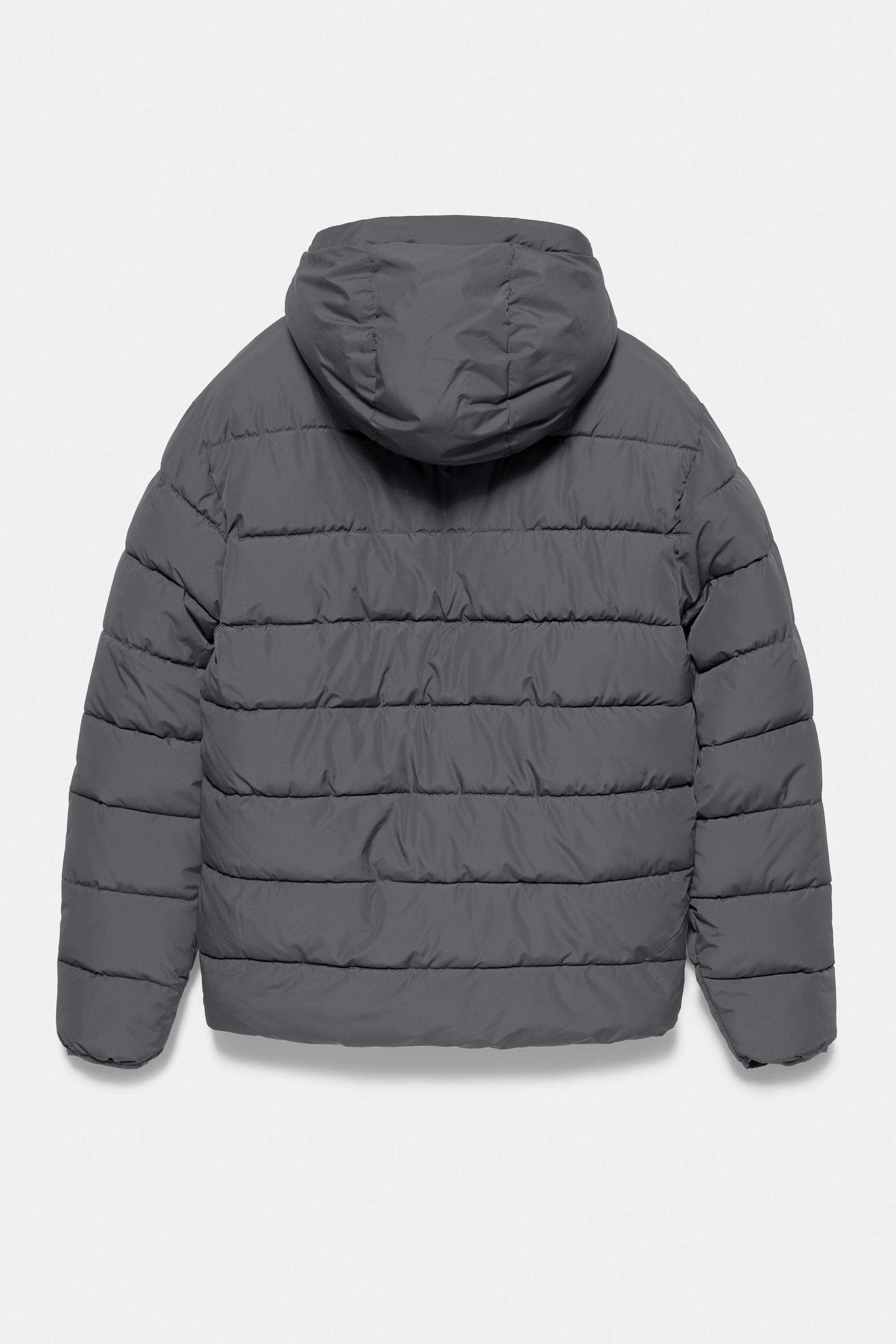 Puffer jacket with hood — Dark grey