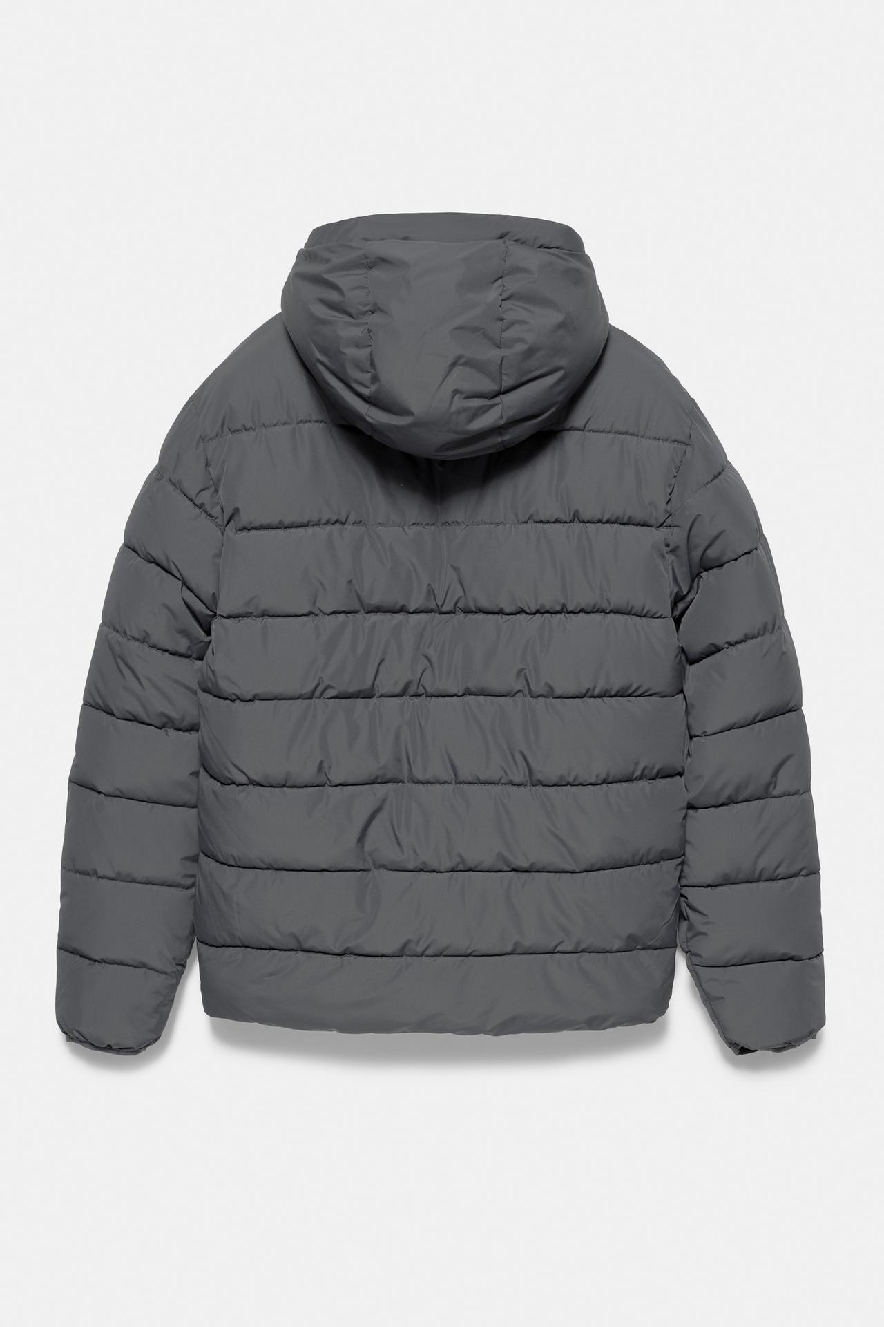 Puffer jacket with hood — Dark grey
