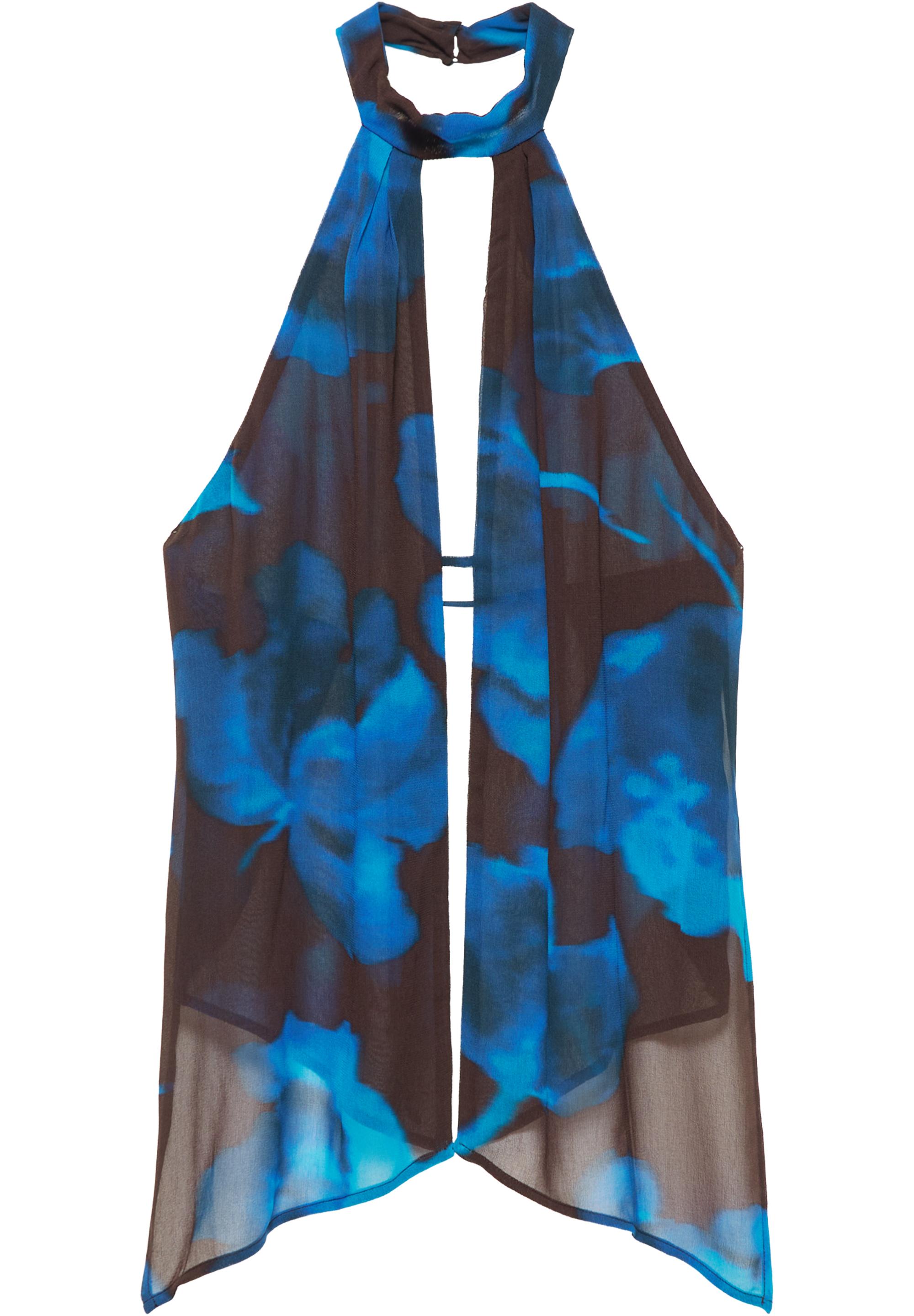 Floral halter top — Brown/Blue