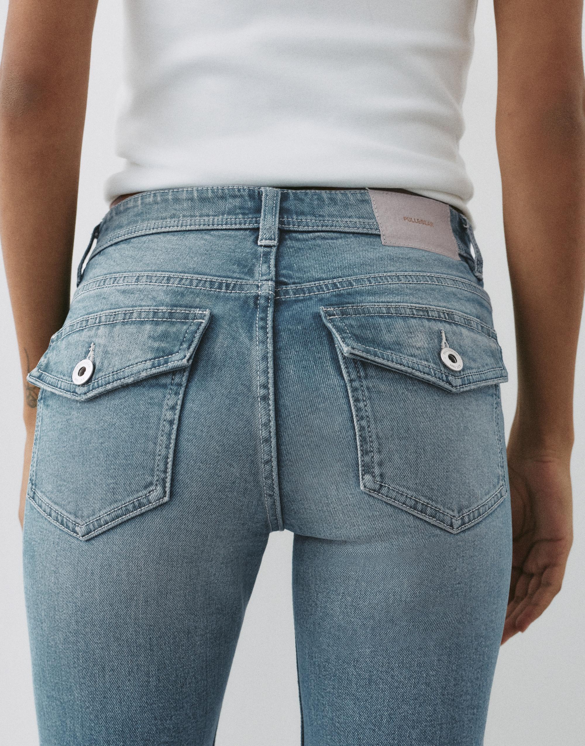 Low-rise boot-cut jeans — Greenish blue