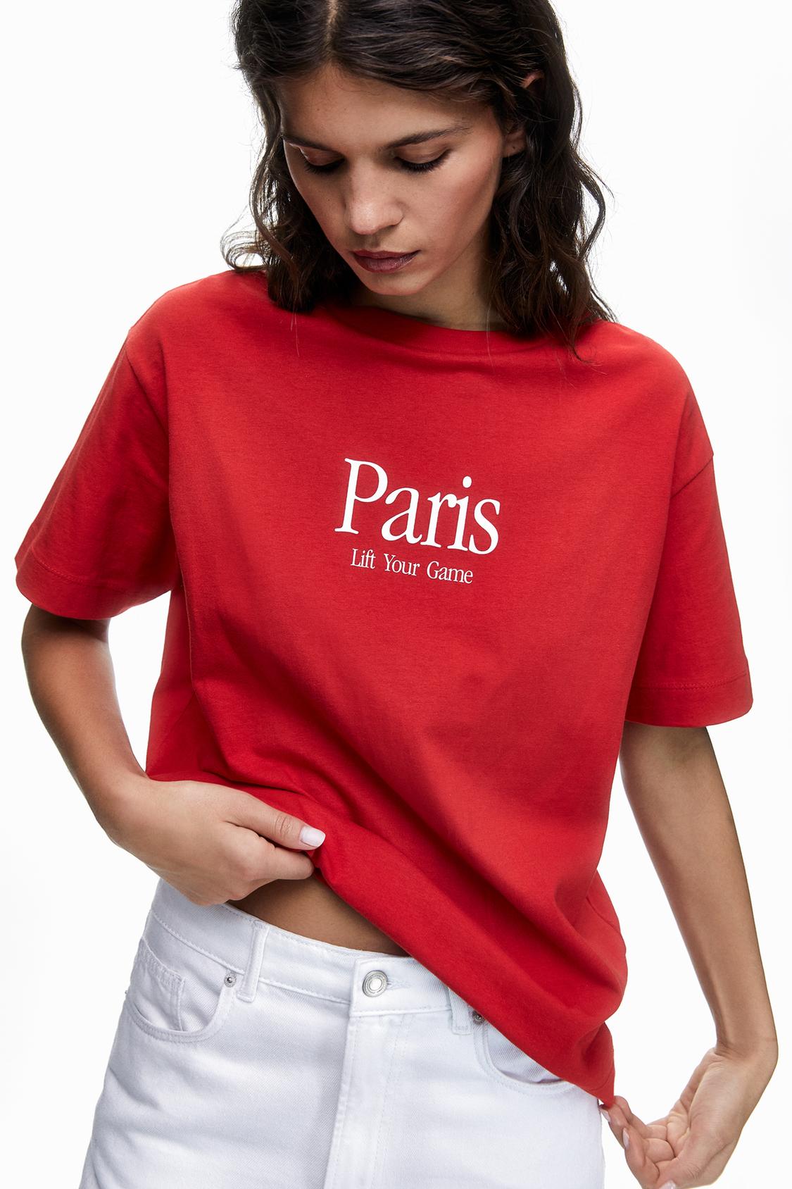 Rotes T-Shirt Paris - PULL&BEAR