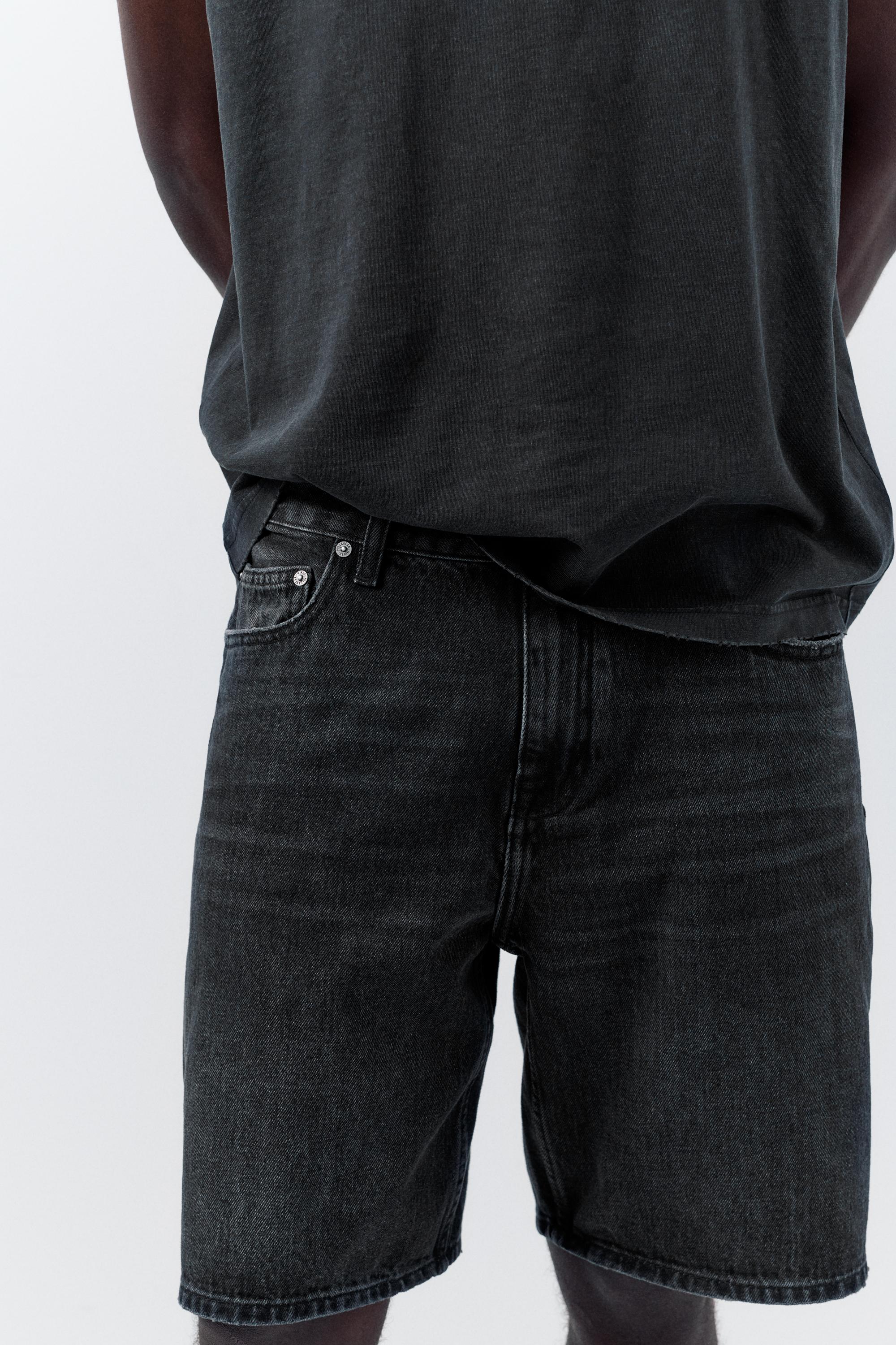 Standard denim Bermuda shorts — Faded black