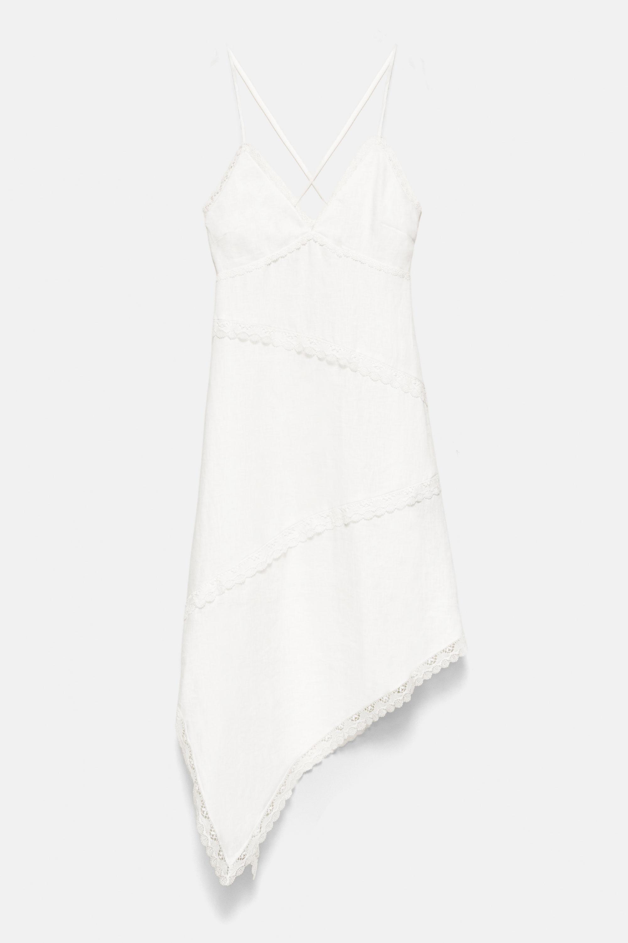 Encaixe de Camariñas x Pull&Bear 100% linen dress — Off white