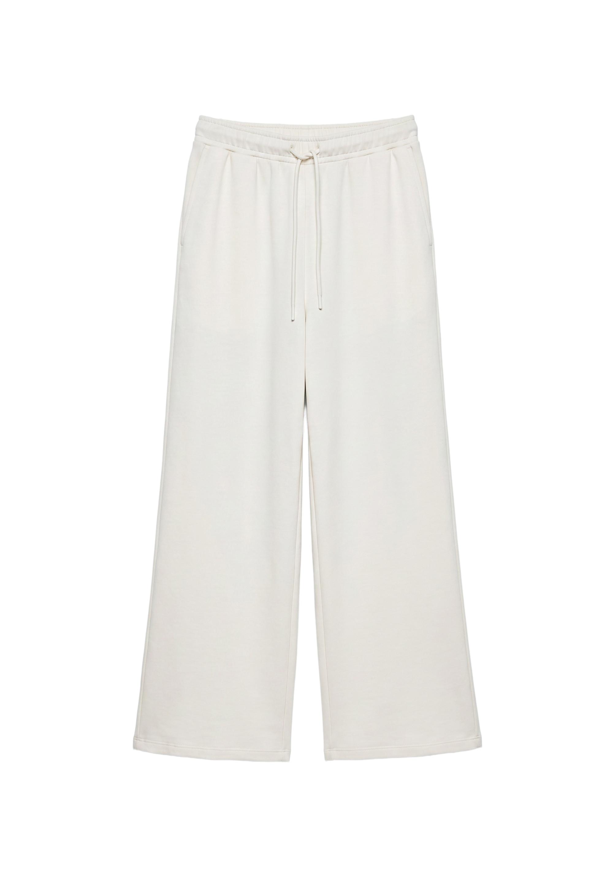 Wide-leg modal-blend trousers — Ecru