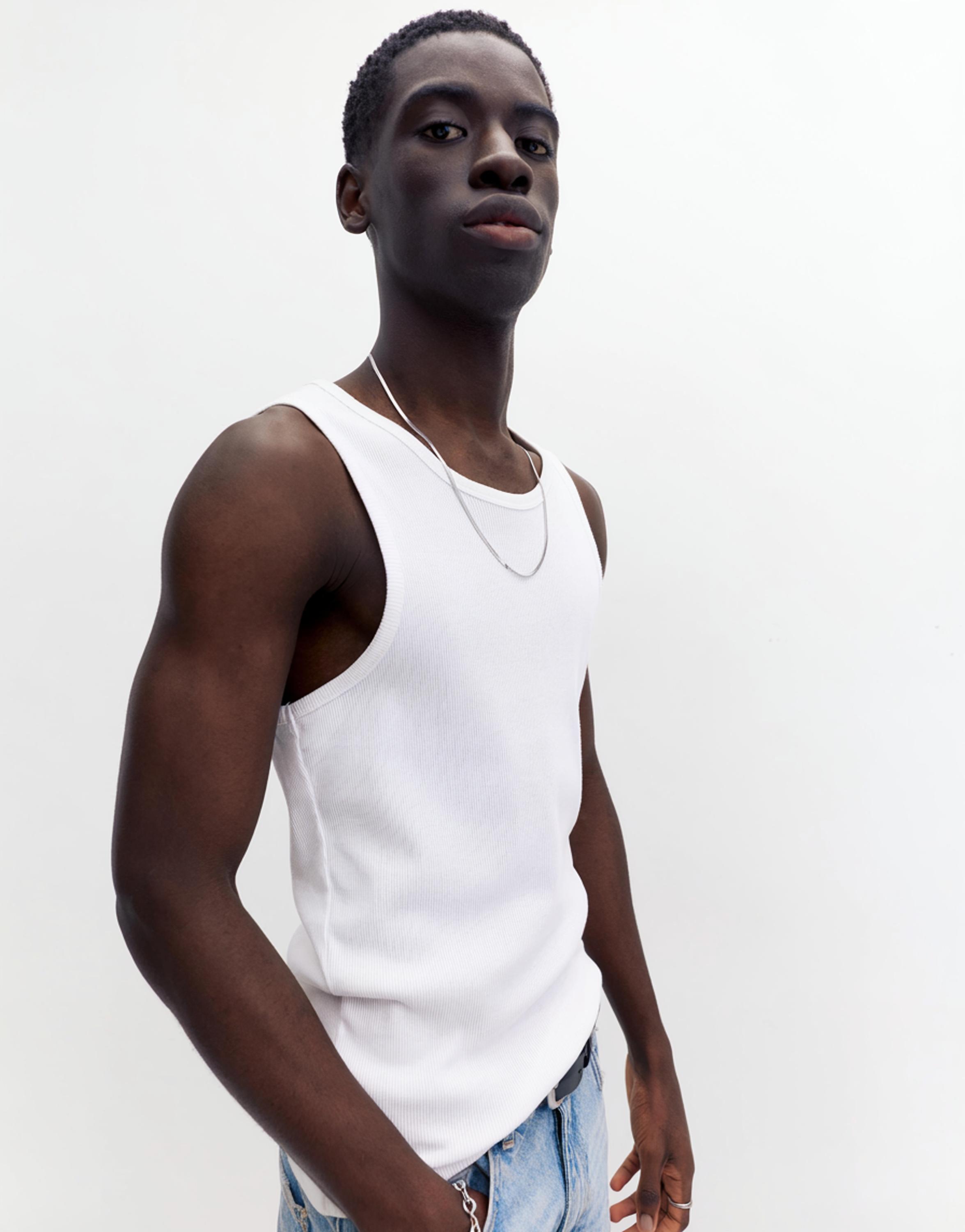 Ribbed tank top — White
