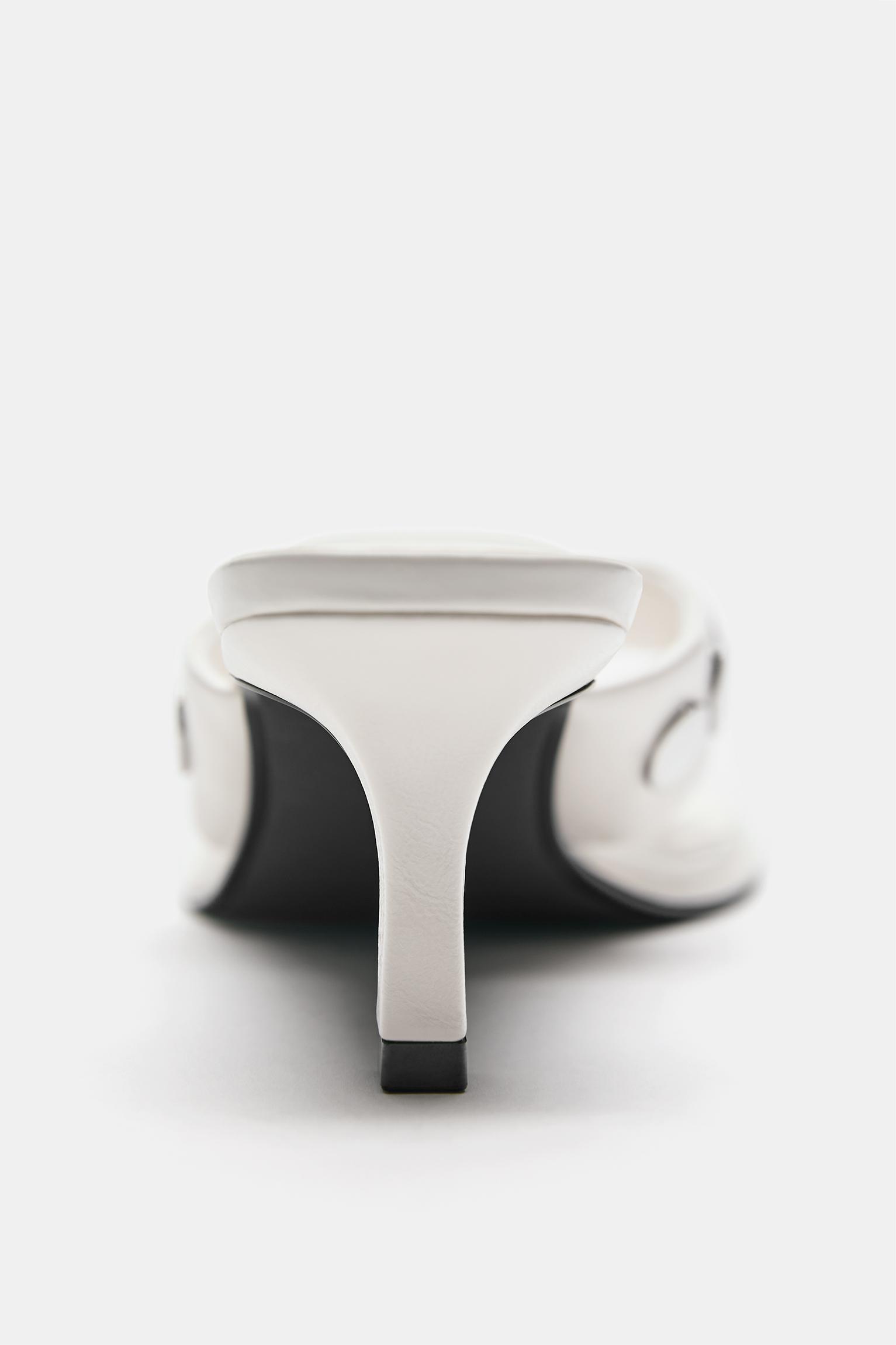 Heeled sandals with studs — White