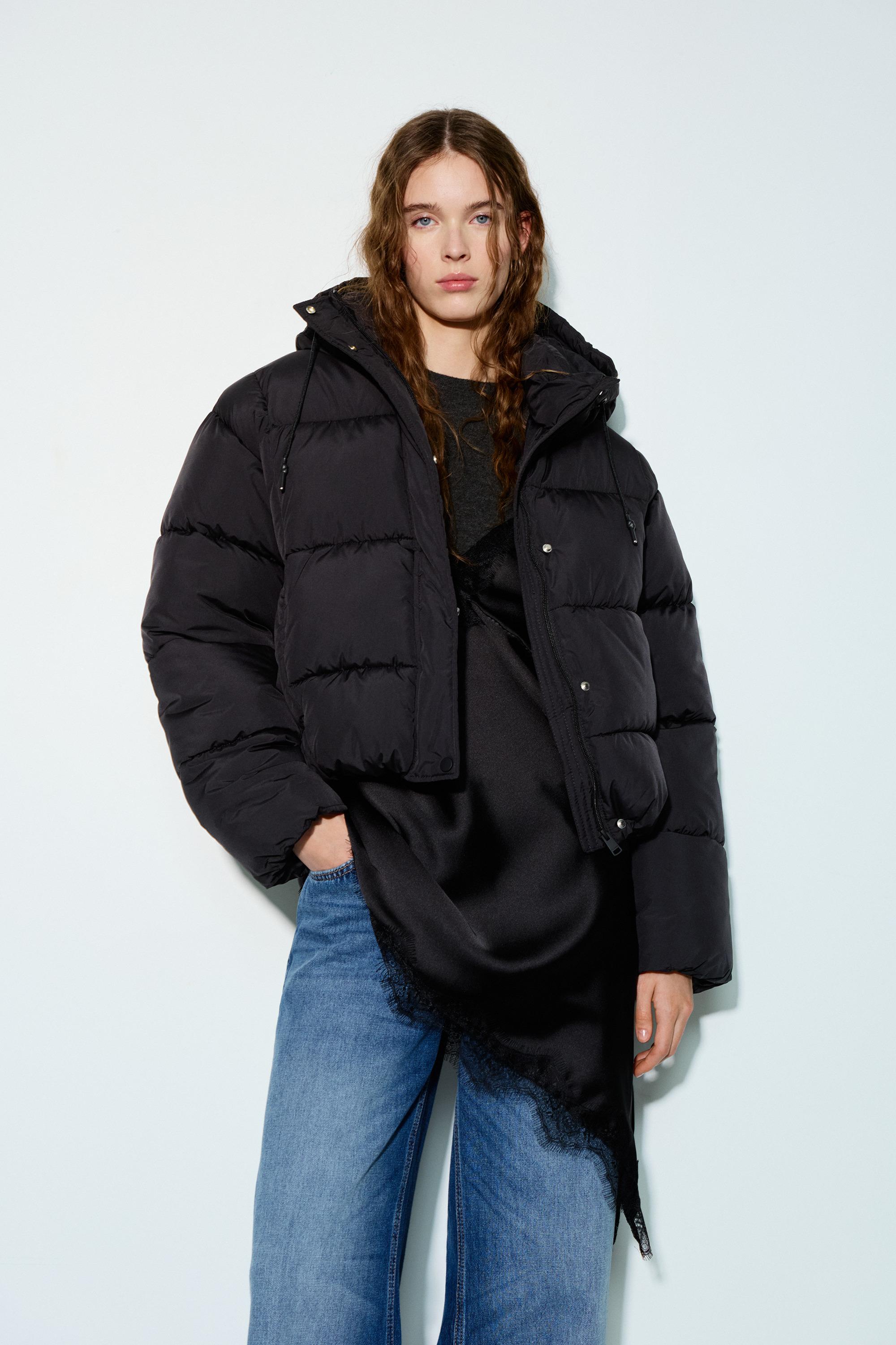 Hooded Padded Jacket — Black