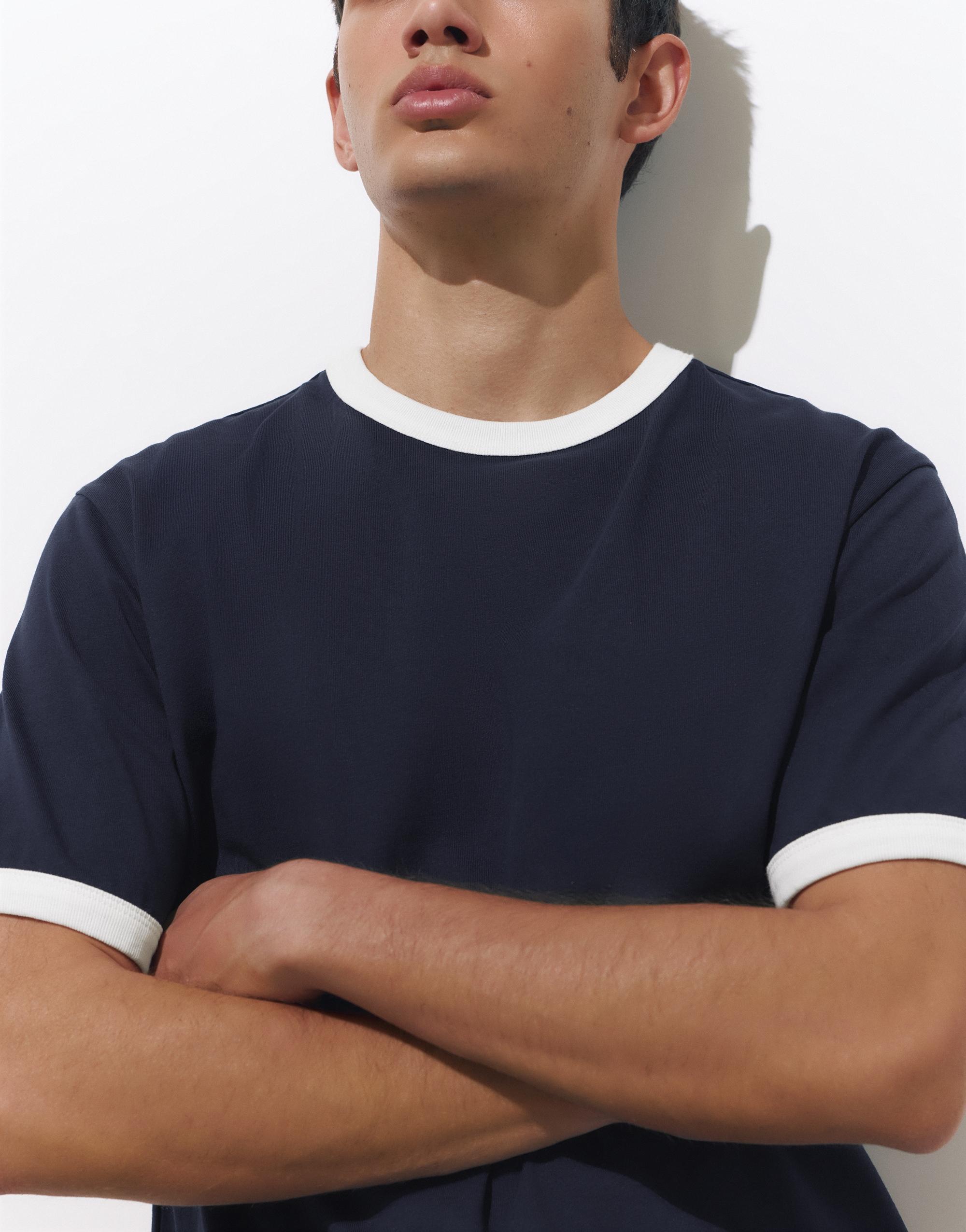 Contrast trim T-shirt — Navy