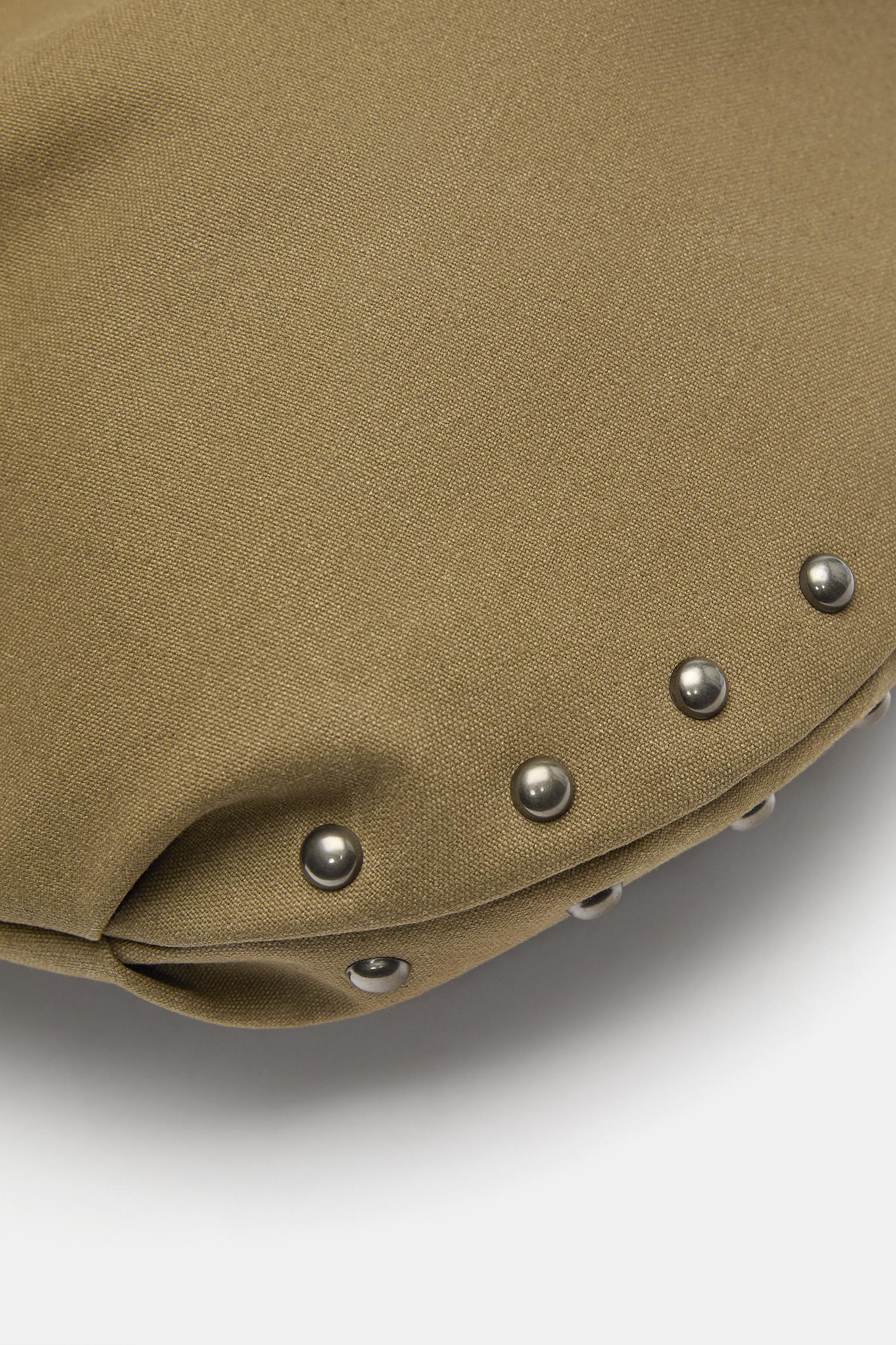 Ring stud tote bag — Beige