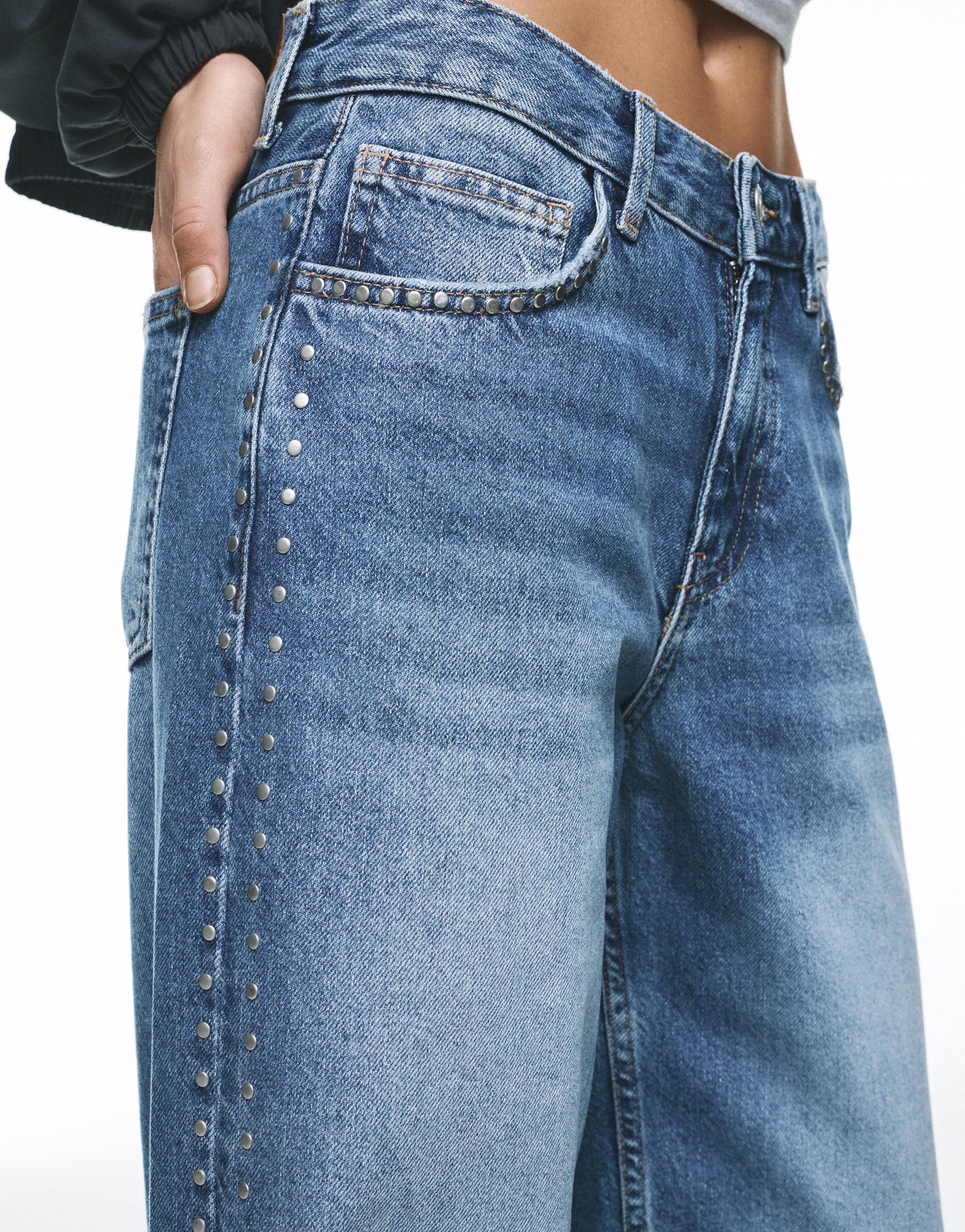 Zımbalı geniş paça jean - Görsel 61