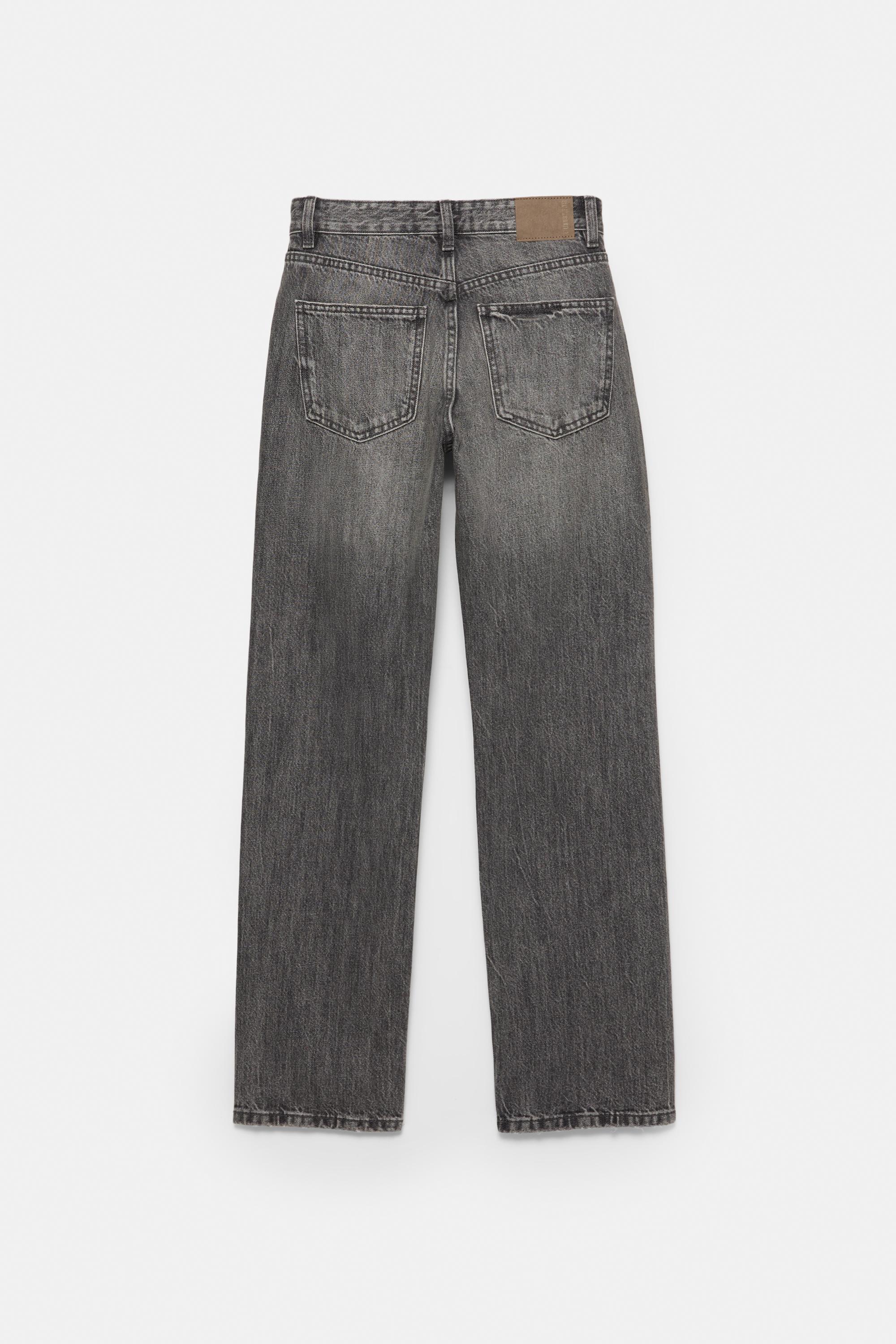 Mid-waist straight-leg jeans — Anthracite grey