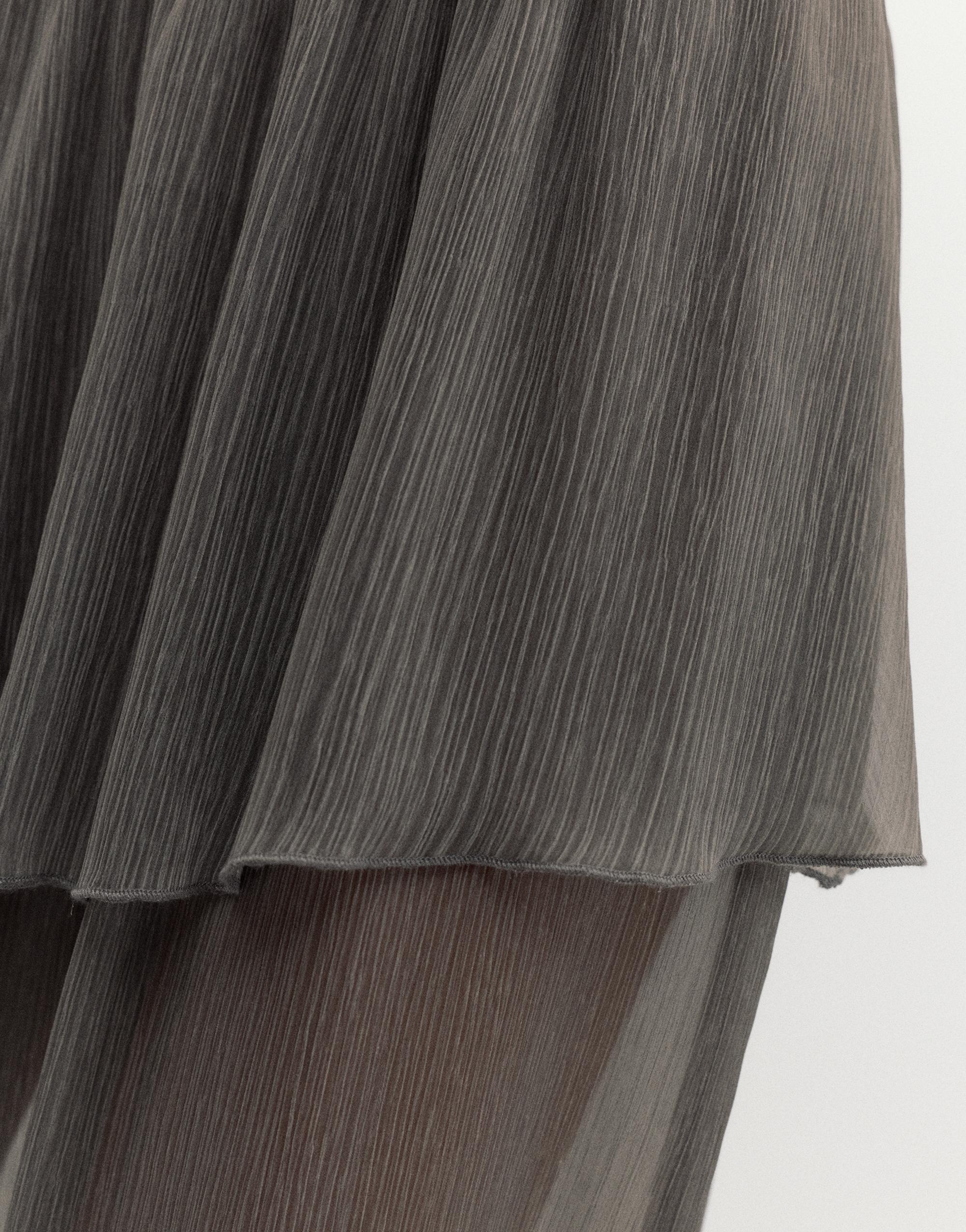 Sarouel trousers with skirt detail — Grey marl