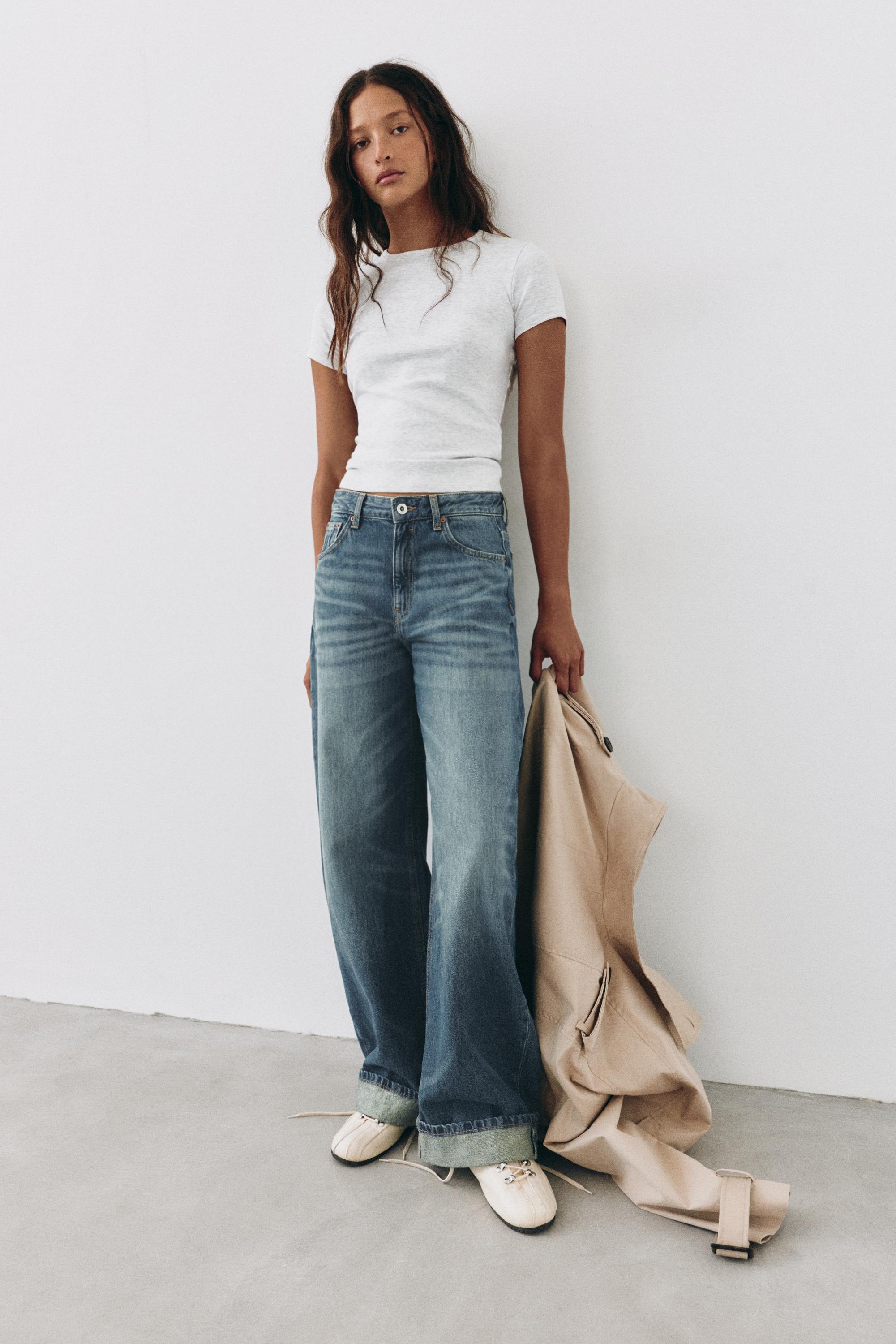 Balloon fit baggy jeans with turn-up hems — Dark blue