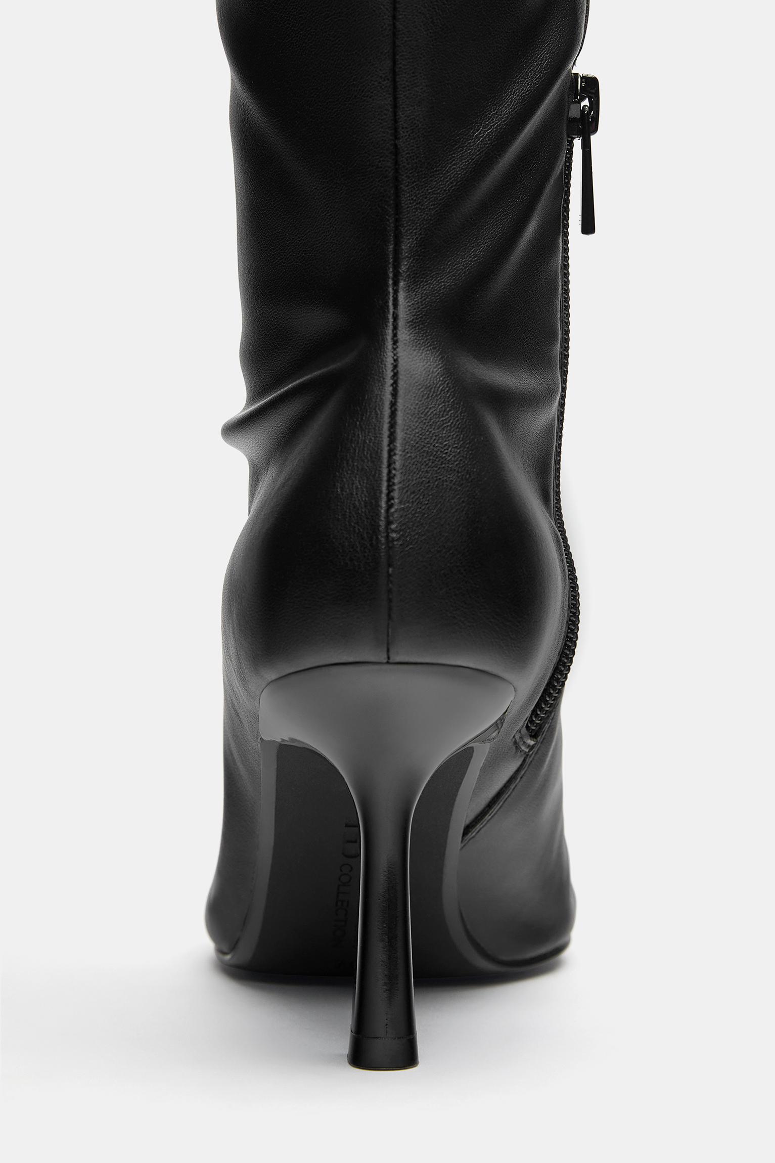 Stretch high-heel knee-high boots — Black