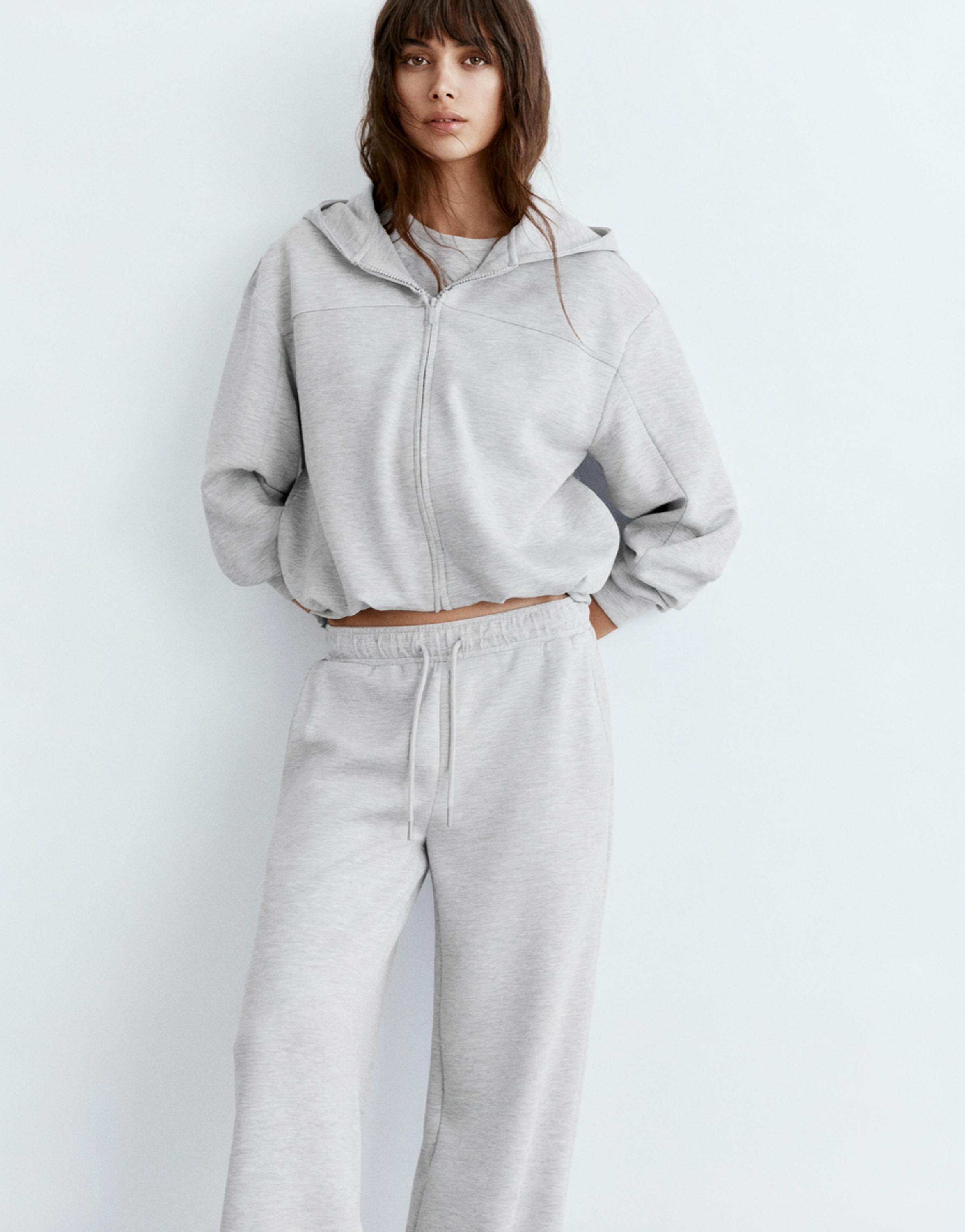 Soft touch hooded sweatshirt — Grey marl