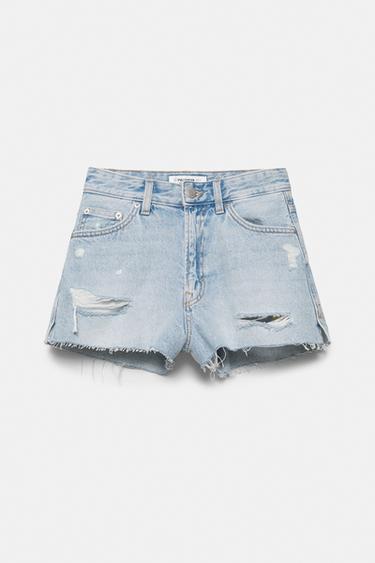 Mom fit ripped denim shorts — Pale blue 5