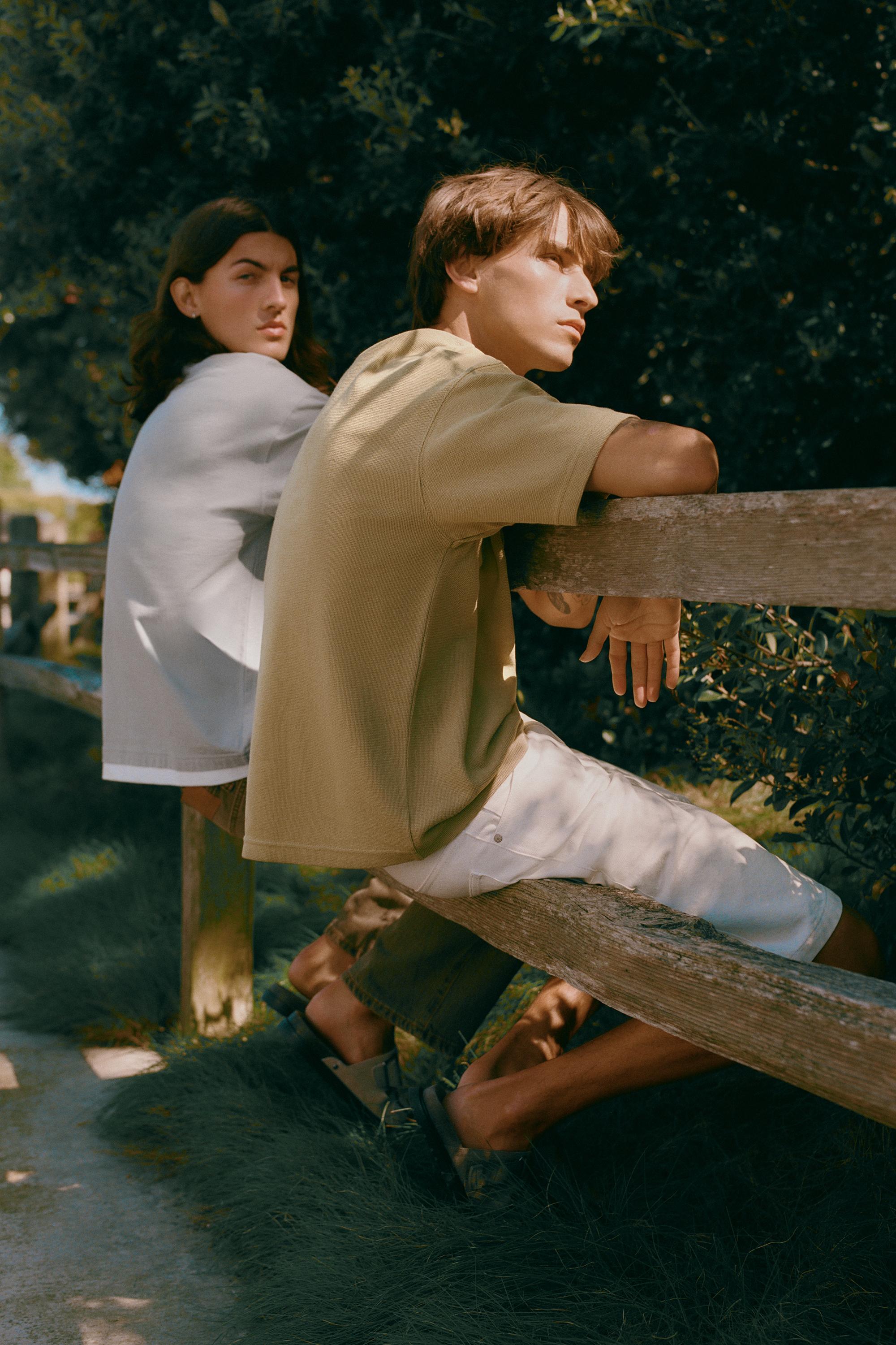 Baggy denim Bermuda shorts — Ecru