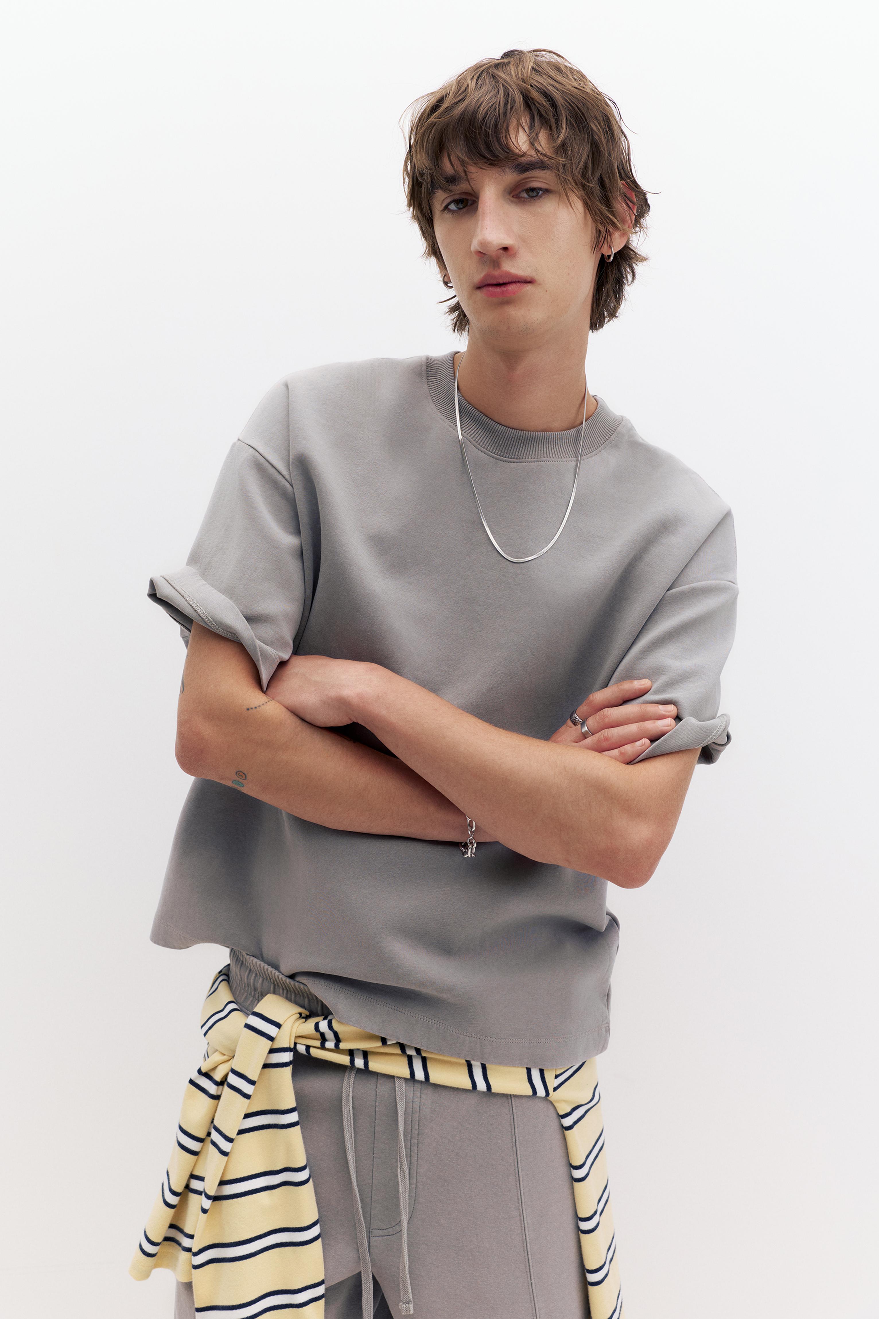 Interlock short sleeve sweatshirt — Grey marl