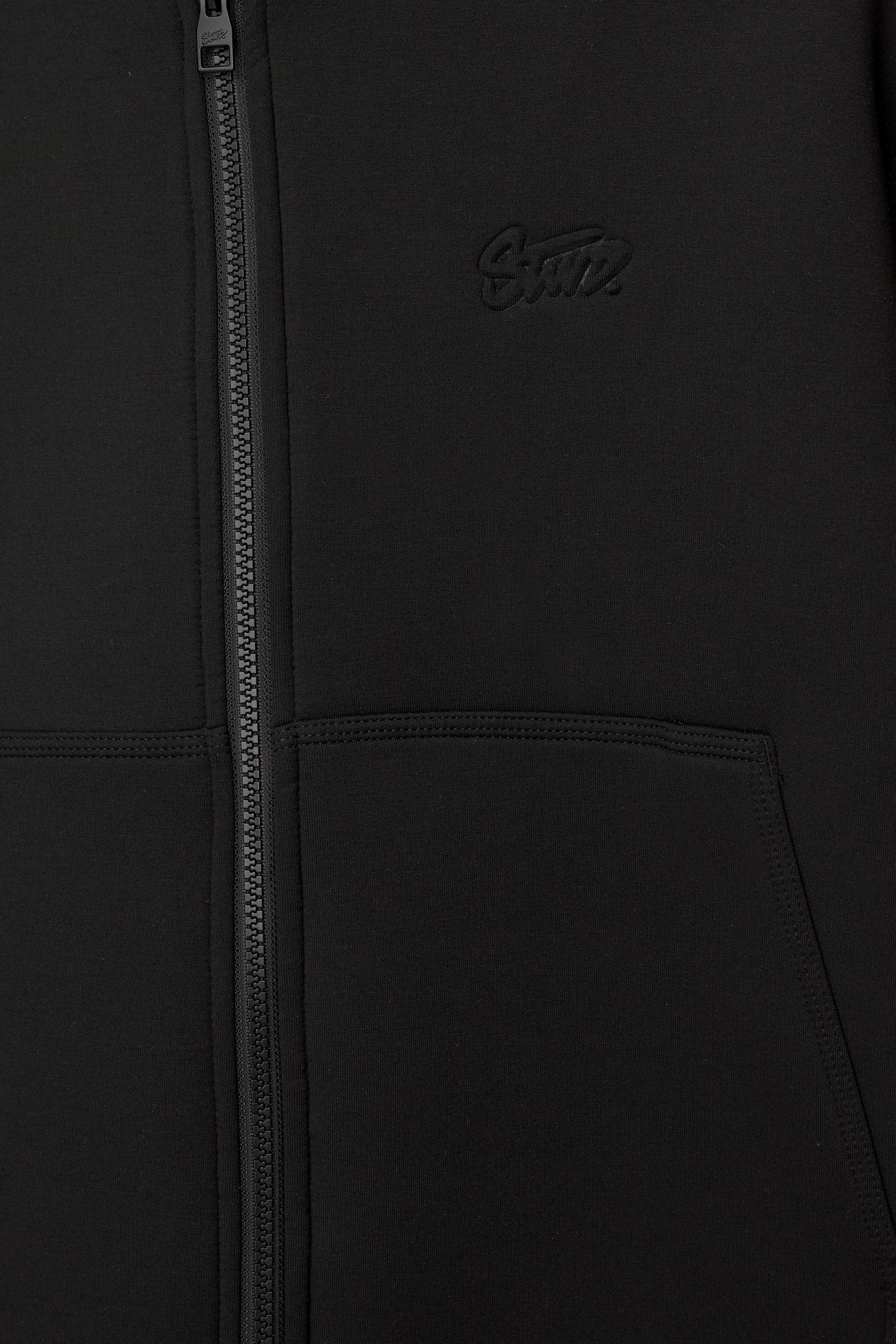 Neoprene-effect hoodie — Black