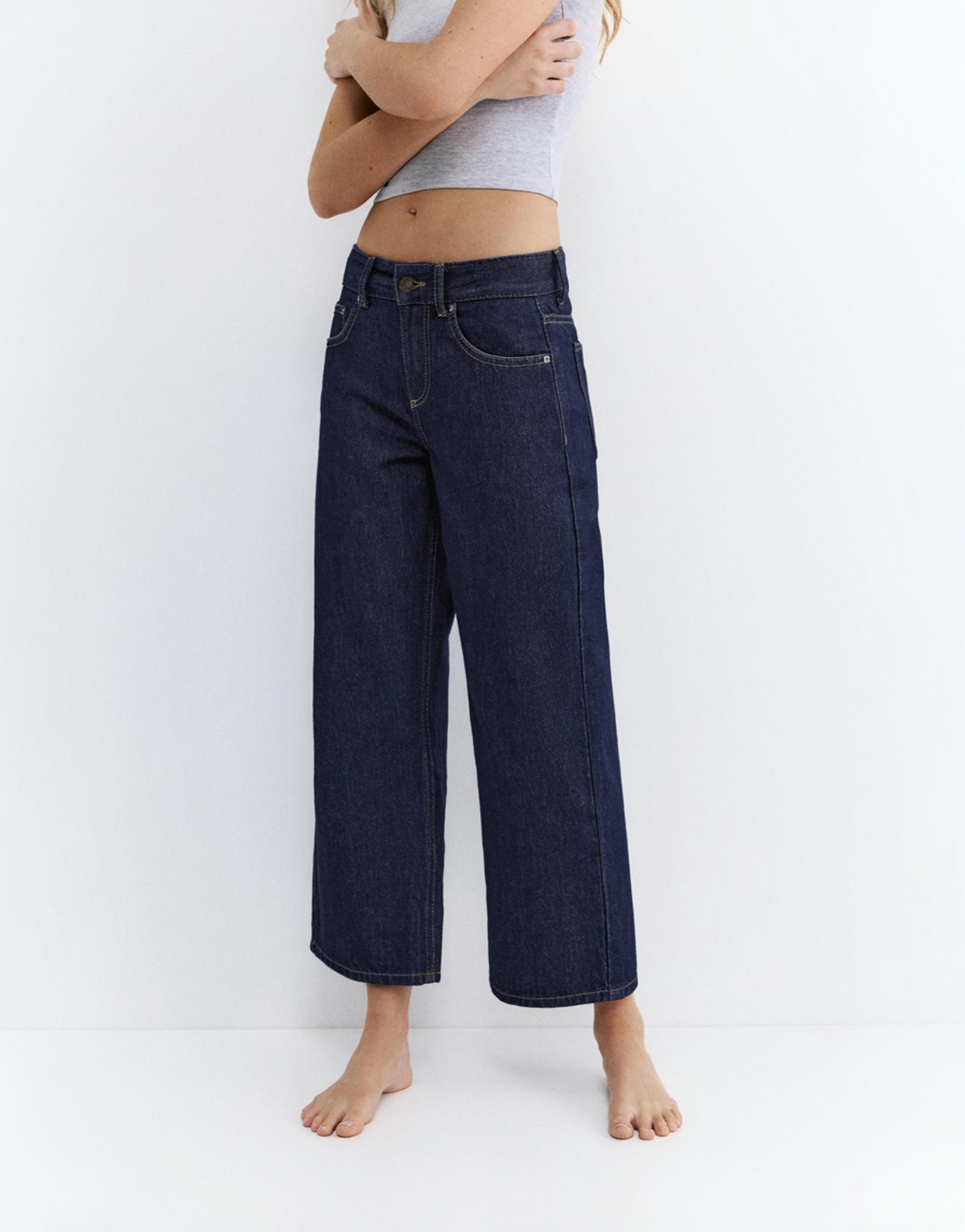 Low-rise culottes jeans — Navy