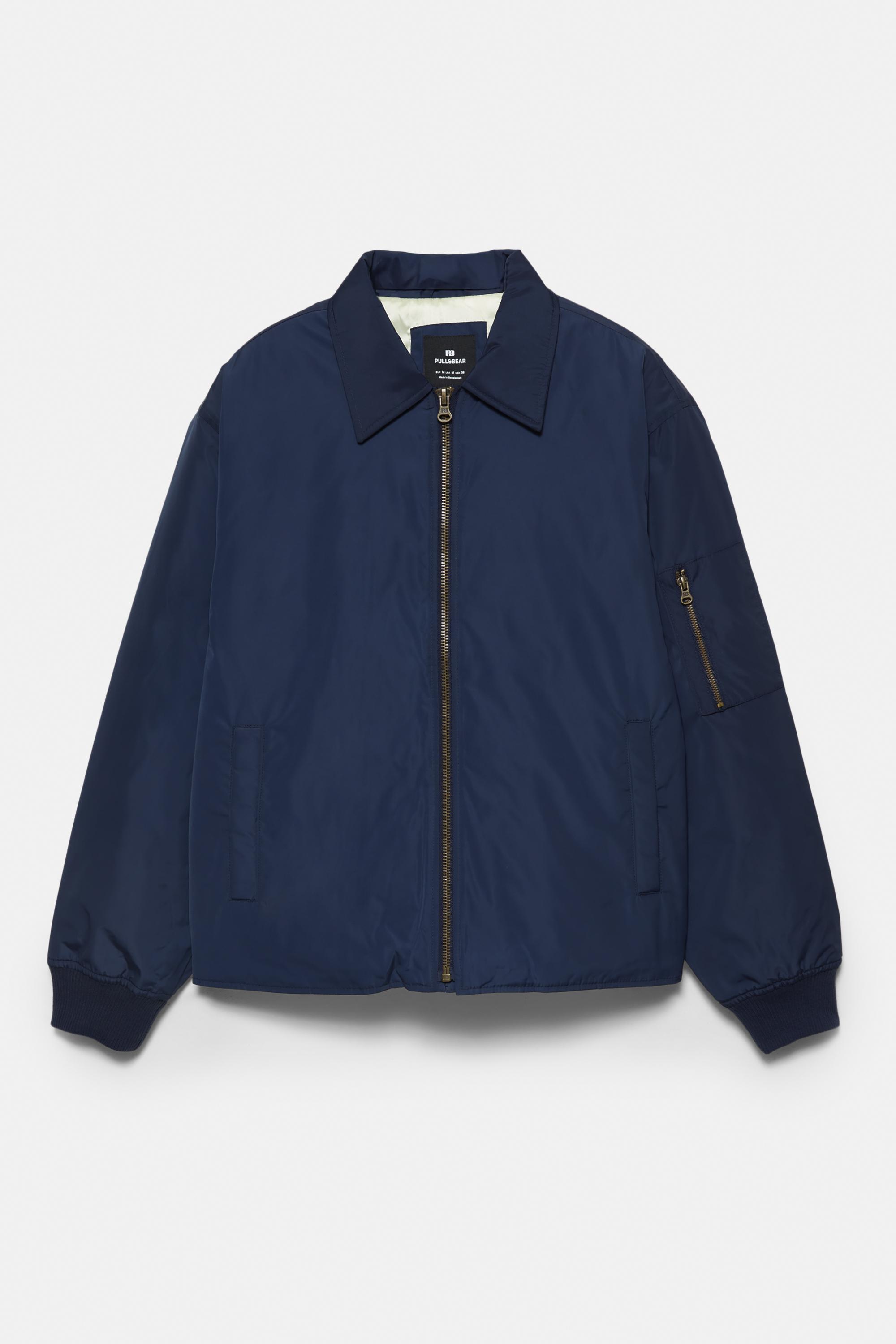 Bomber jacket with shirt collar — Dark navy